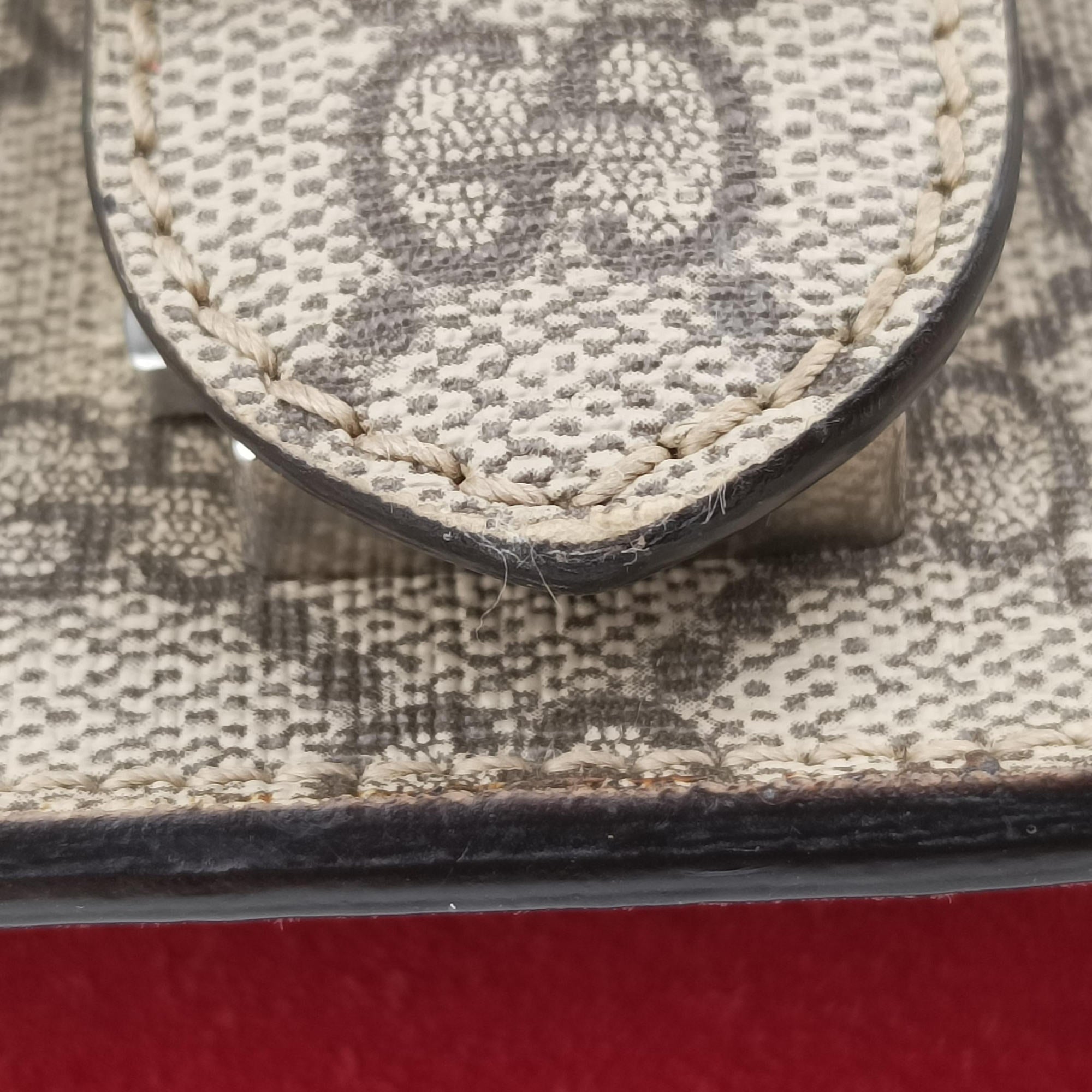 Pre-owned Gucci Dionysus beige×red PVC coated canvas × suede 421970 shoulderbag | stylenewstar