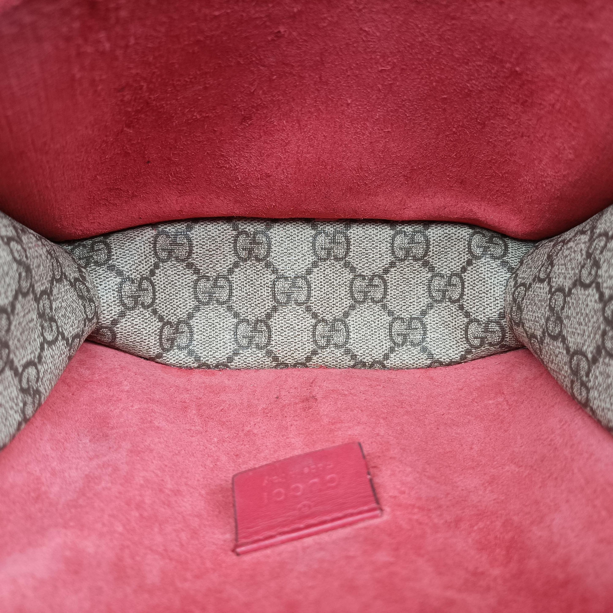 Pre-owned Gucci Dionysus beige×red PVC coated canvas × suede 421970 shoulderbag | stylenewstar