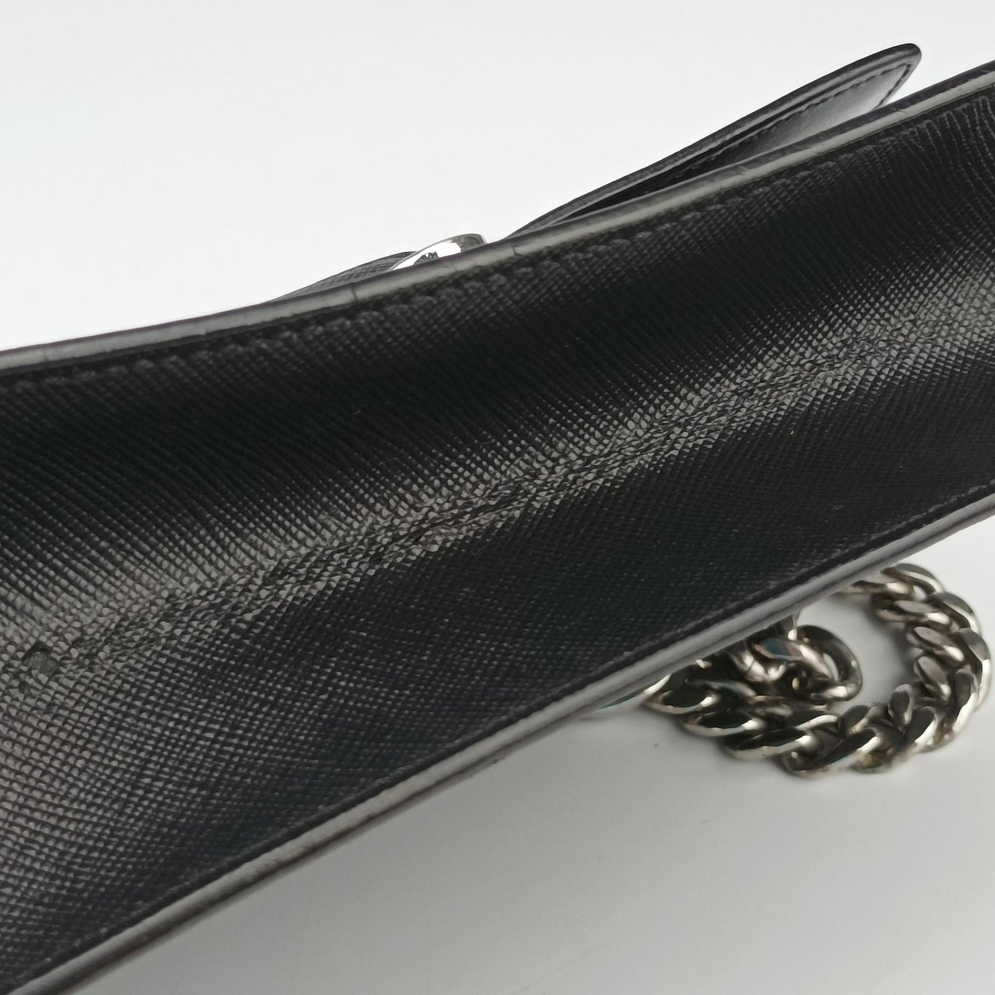 Pre-owned Prada Sound Lock Black SAFFIANO Leather 1BD034 shoulderbag | stylenewstar