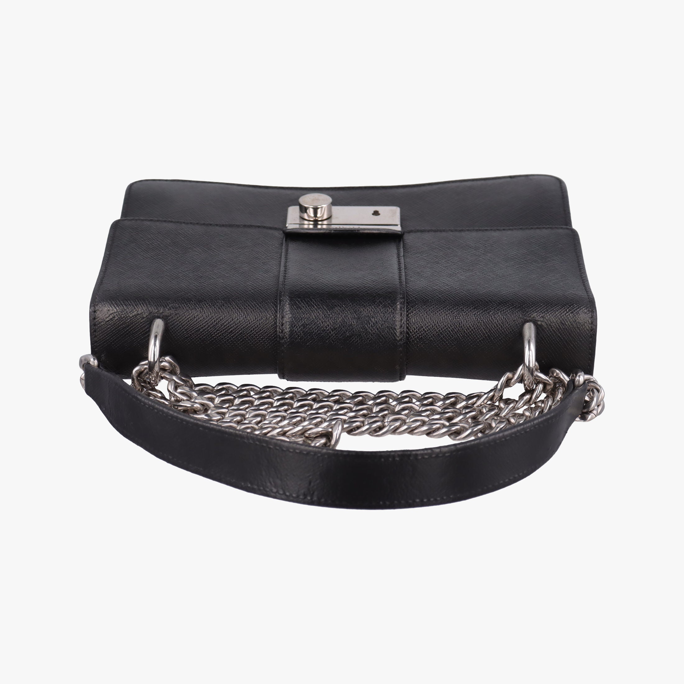 Pre-owned Prada Sound Lock Black SAFFIANO Leather 1BD034 shoulderbag | stylenewstar