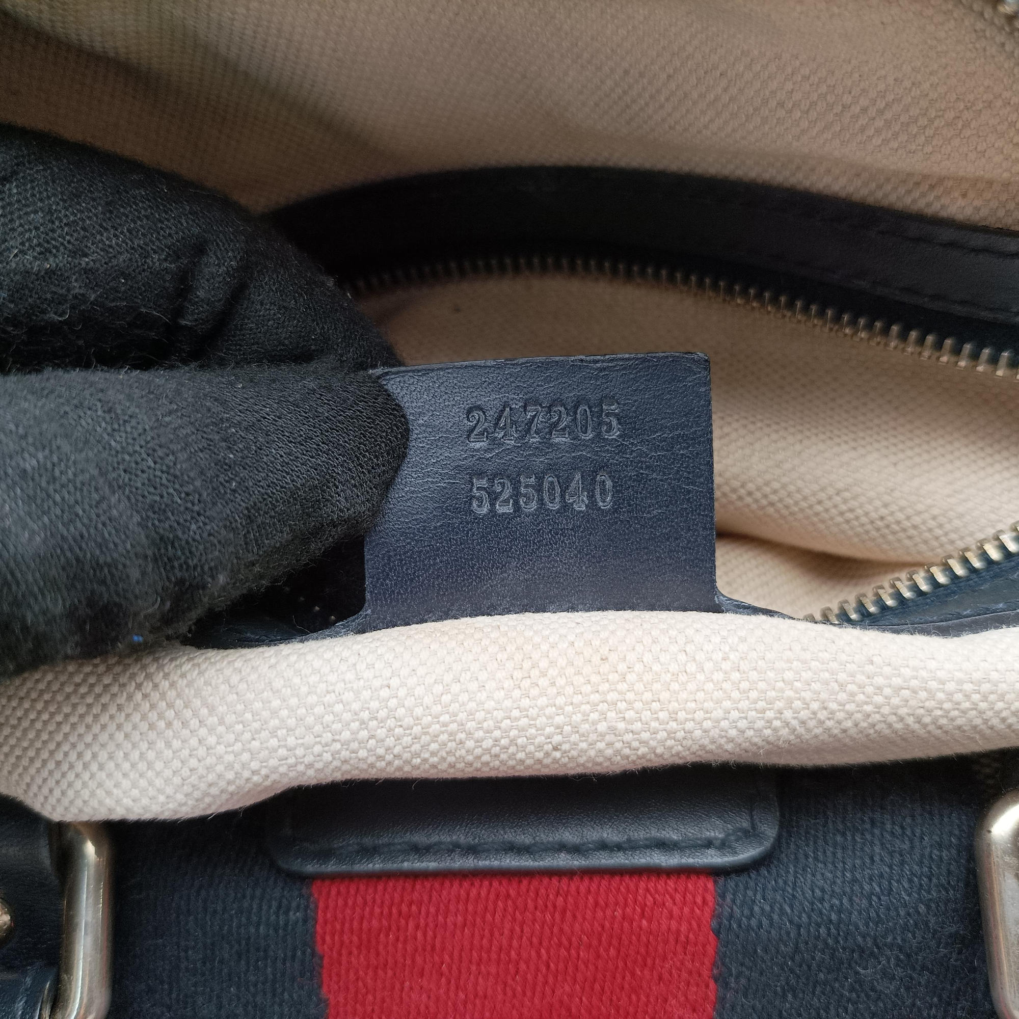 Vintage Gucci Sherry Line Navy×red×beige canvas×leather 247205 shoulderbag | stylenewstar