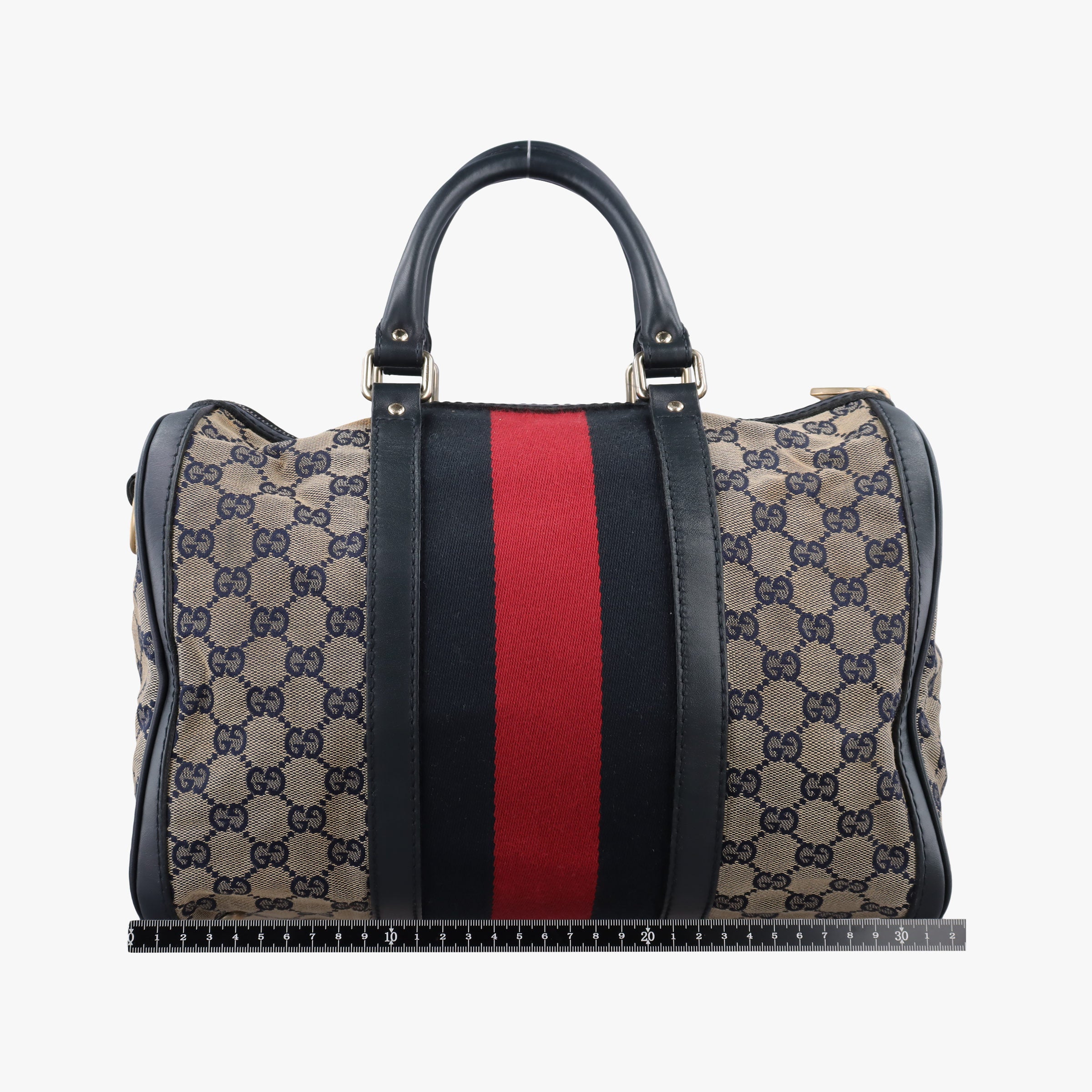Vintage Gucci Sherry Line Navy×red×beige canvas×leather 247205 shoulderbag | stylenewstar