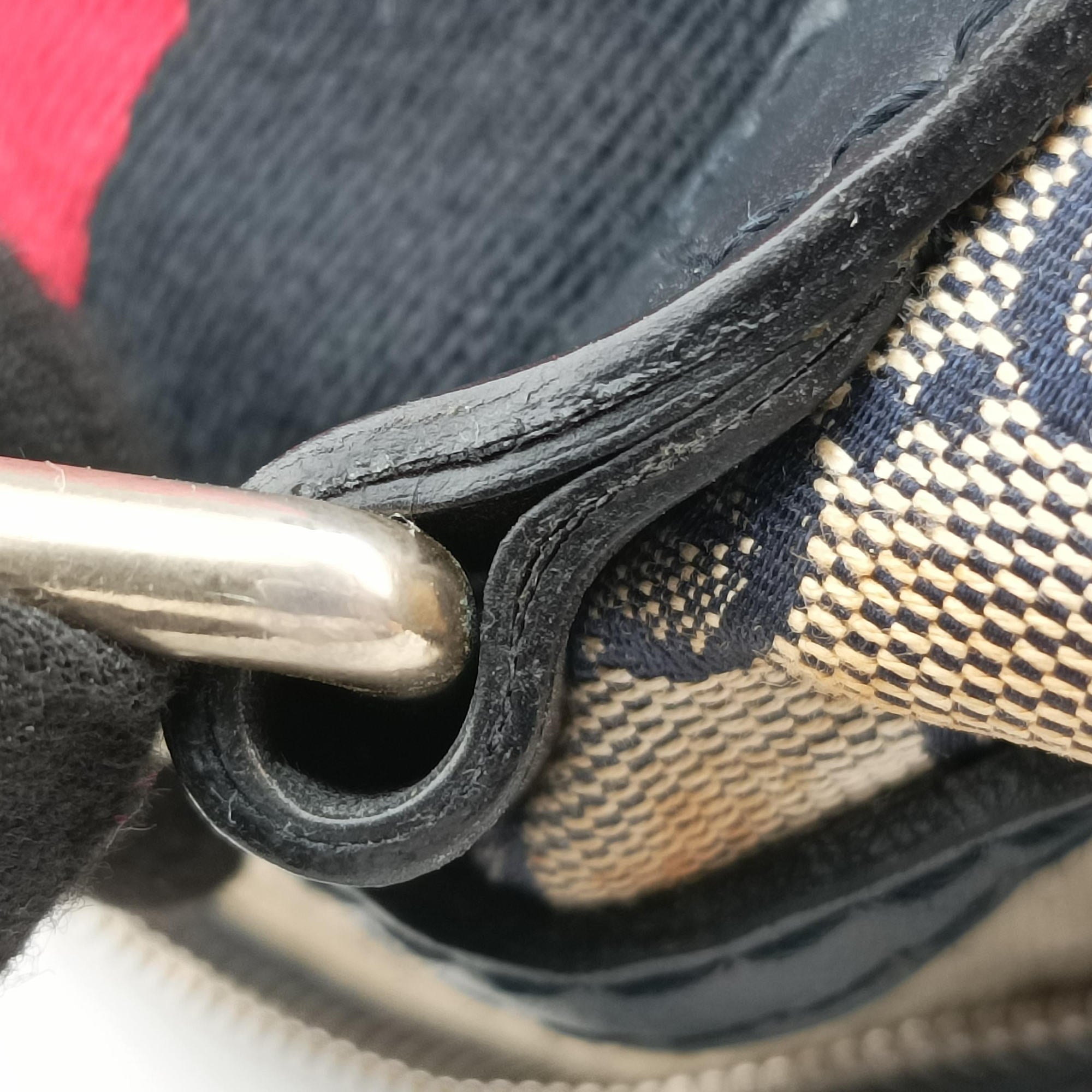 Vintage Gucci Sherry Line Navy×red×beige canvas×leather 247205 shoulderbag | stylenewstar