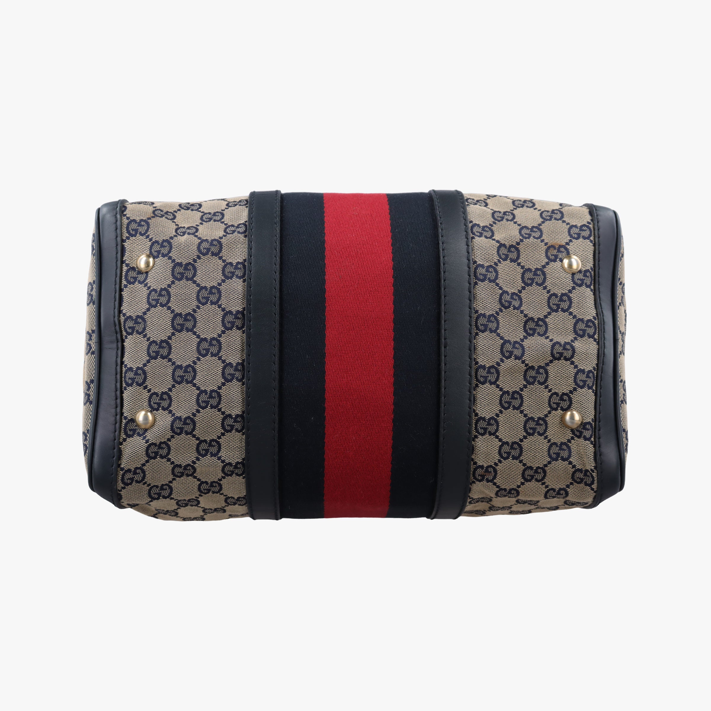 Vintage Gucci Sherry Line Navy×red×beige canvas×leather 247205 shoulderbag | stylenewstar