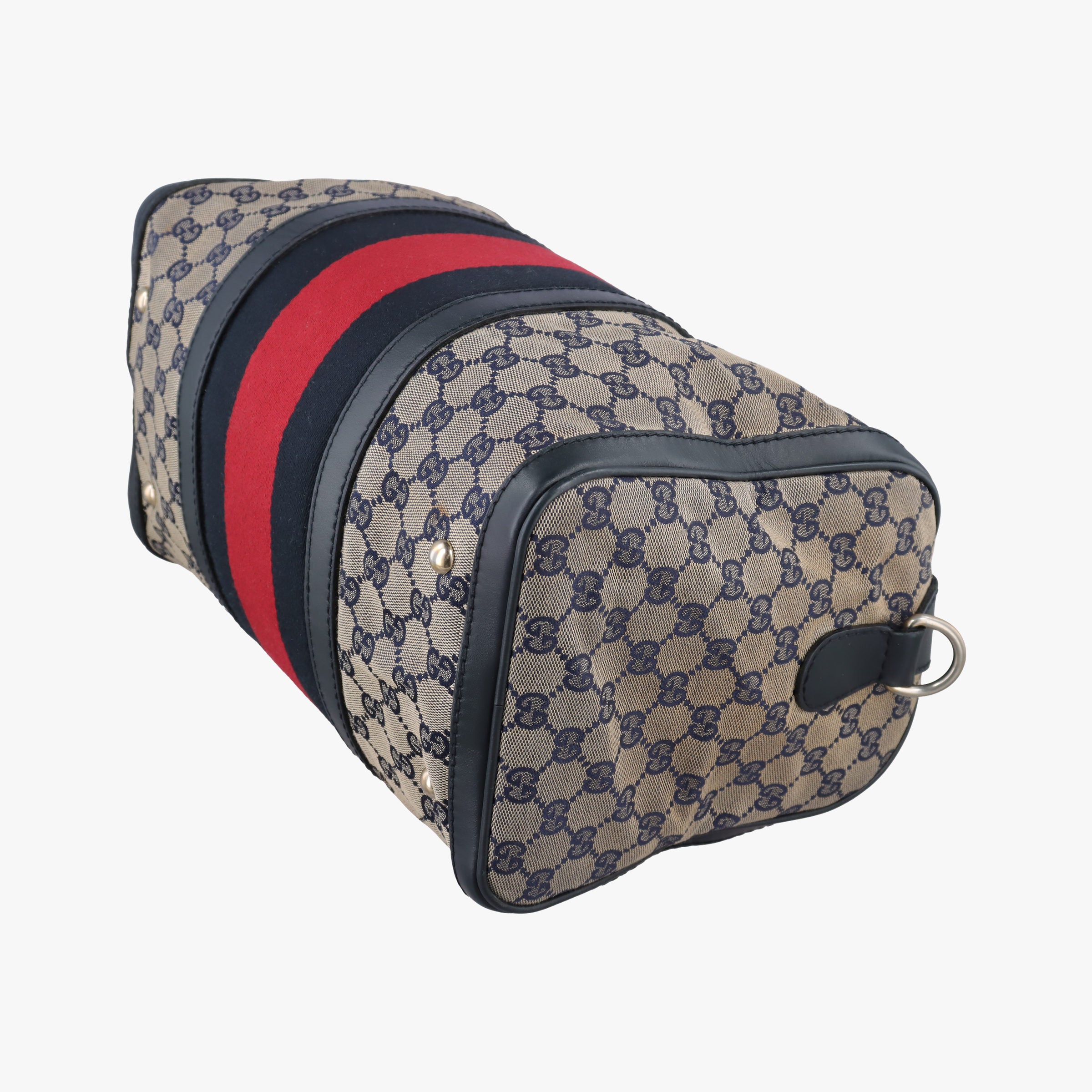 Vintage Gucci Sherry Line Navy×red×beige canvas×leather 247205 shoulderbag | stylenewstar