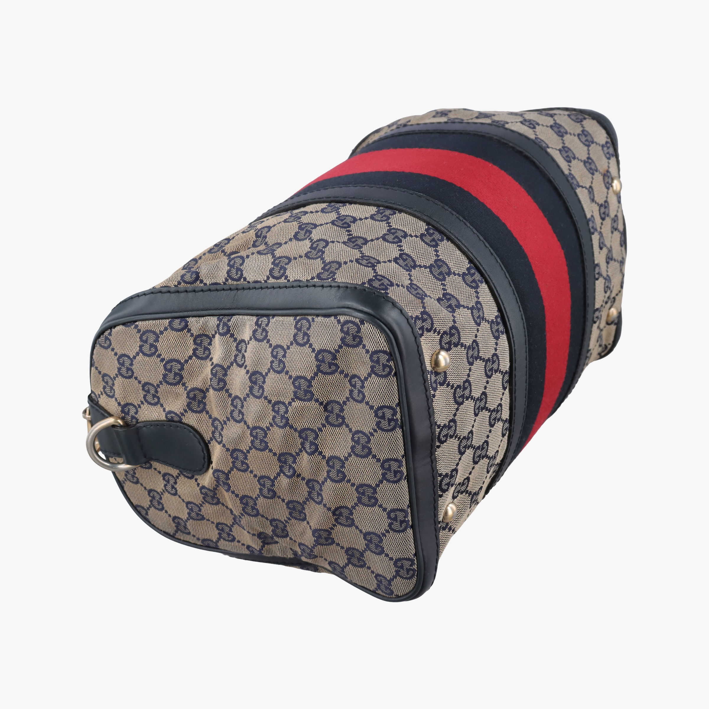 Vintage Gucci Sherry Line Navy×red×beige canvas×leather 247205 shoulderbag | stylenewstar