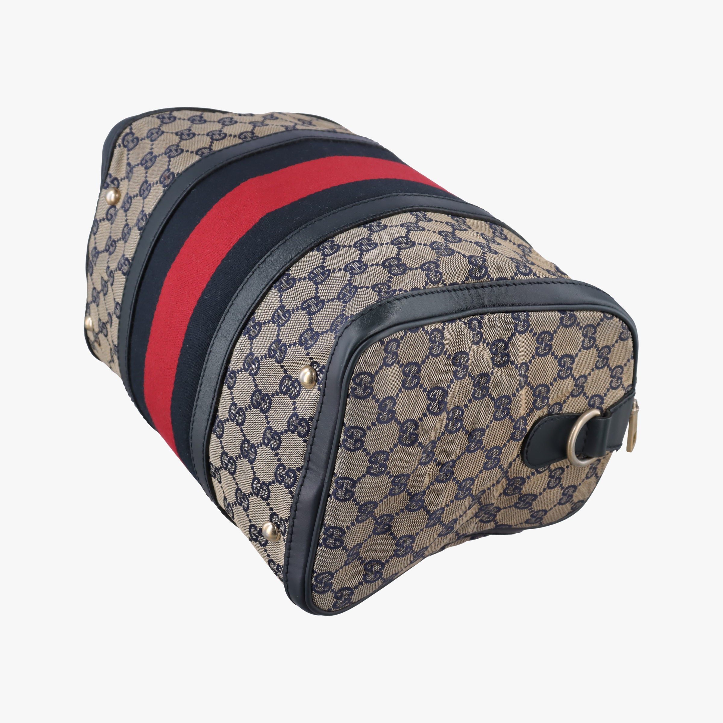 Vintage Gucci Sherry Line Navy×red×beige canvas×leather 247205 shoulderbag | stylenewstar