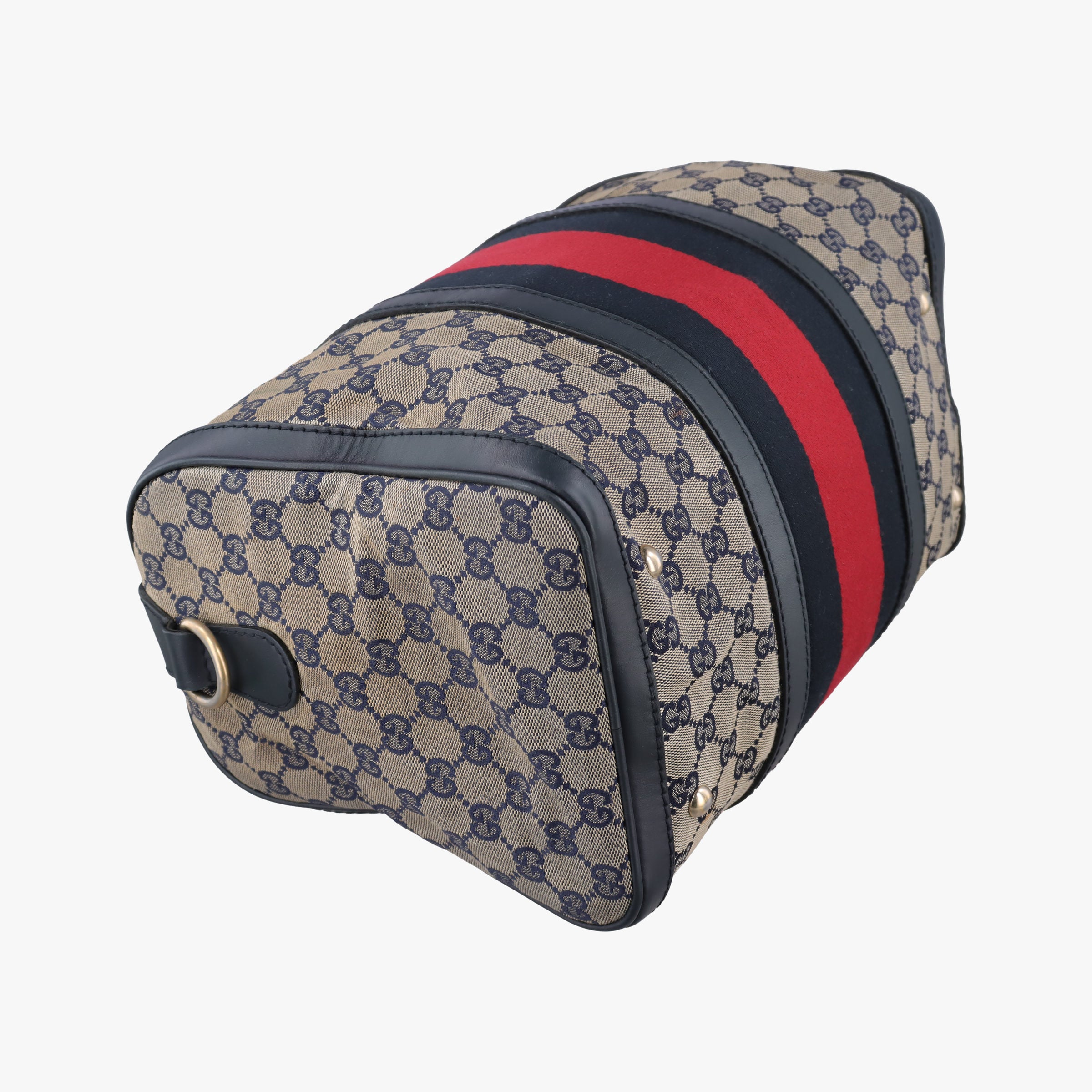 Vintage Gucci Sherry Line Navy×red×beige canvas×leather 247205 shoulderbag | stylenewstar