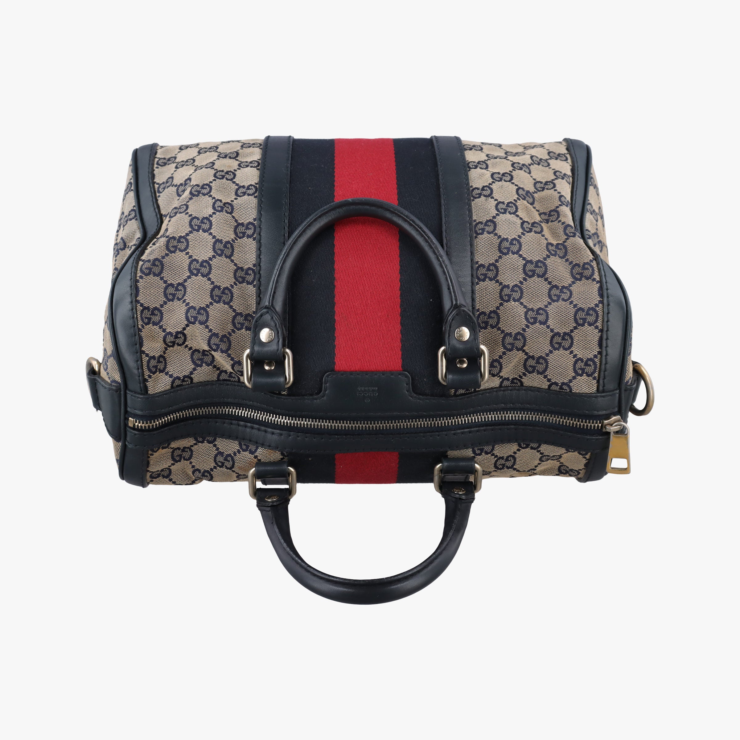 Vintage Gucci Sherry Line Navy×red×beige canvas×leather 247205 shoulderbag | stylenewstar