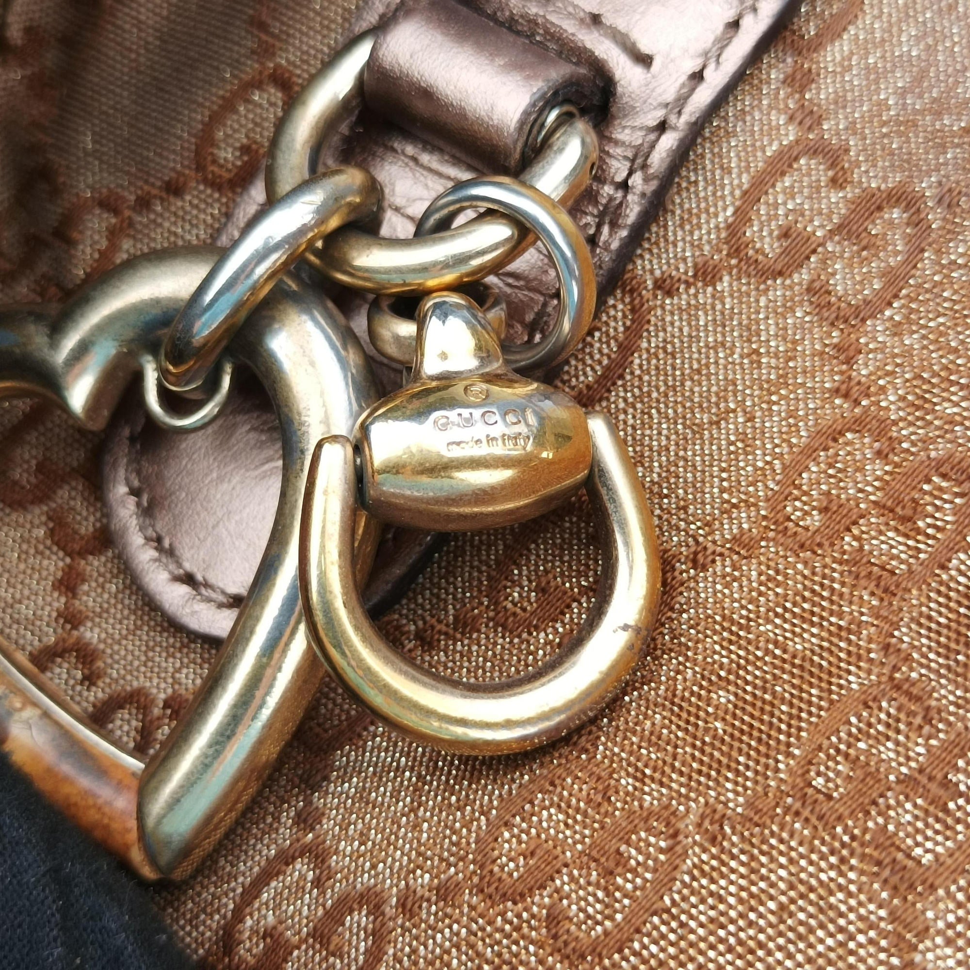 Secondhand Gucci Heart Bit charm Golden×Brown canvas×leather 269955 handbag | stylenewstar