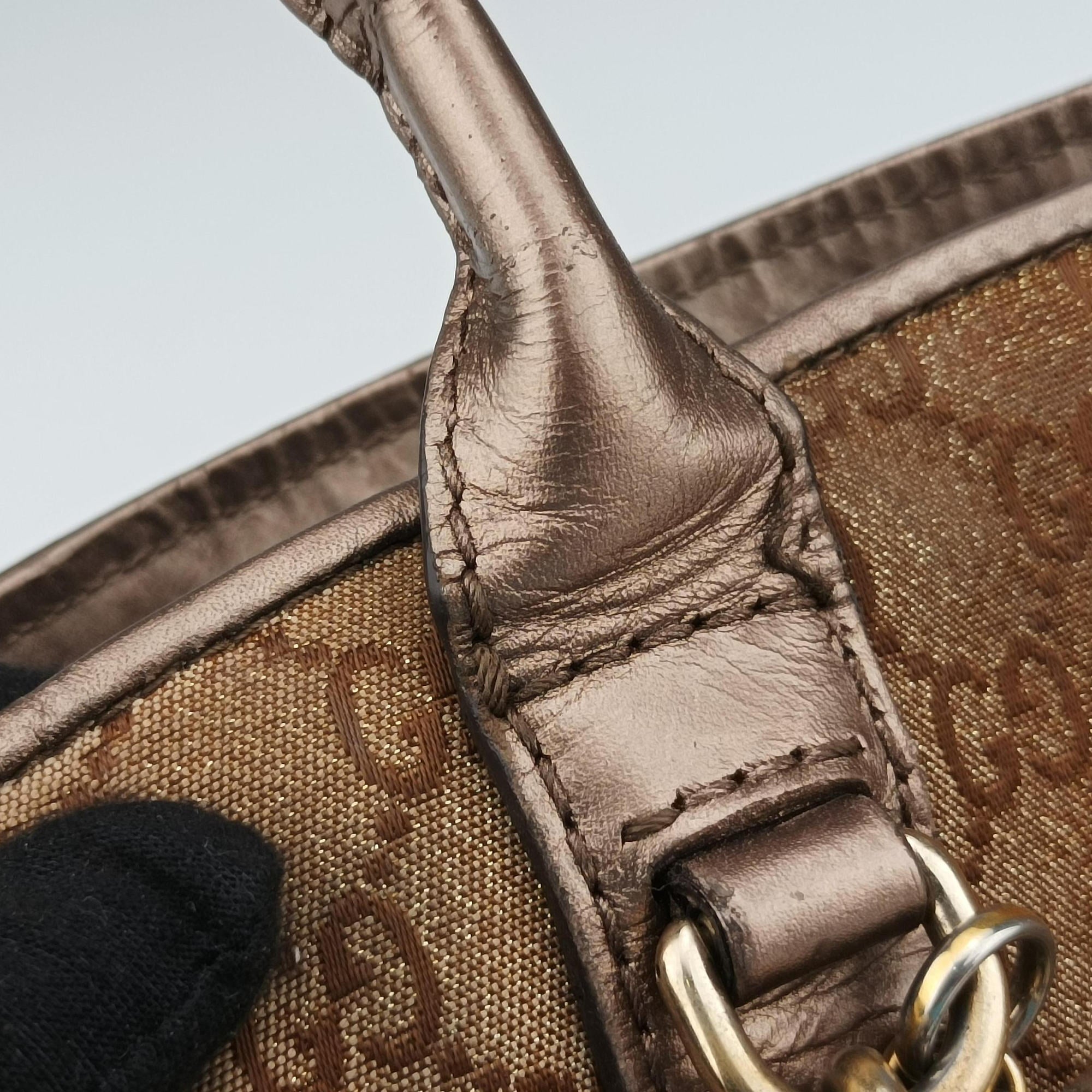 Secondhand Gucci Heart Bit charm Golden×Brown canvas×leather 269955 handbag | stylenewstar