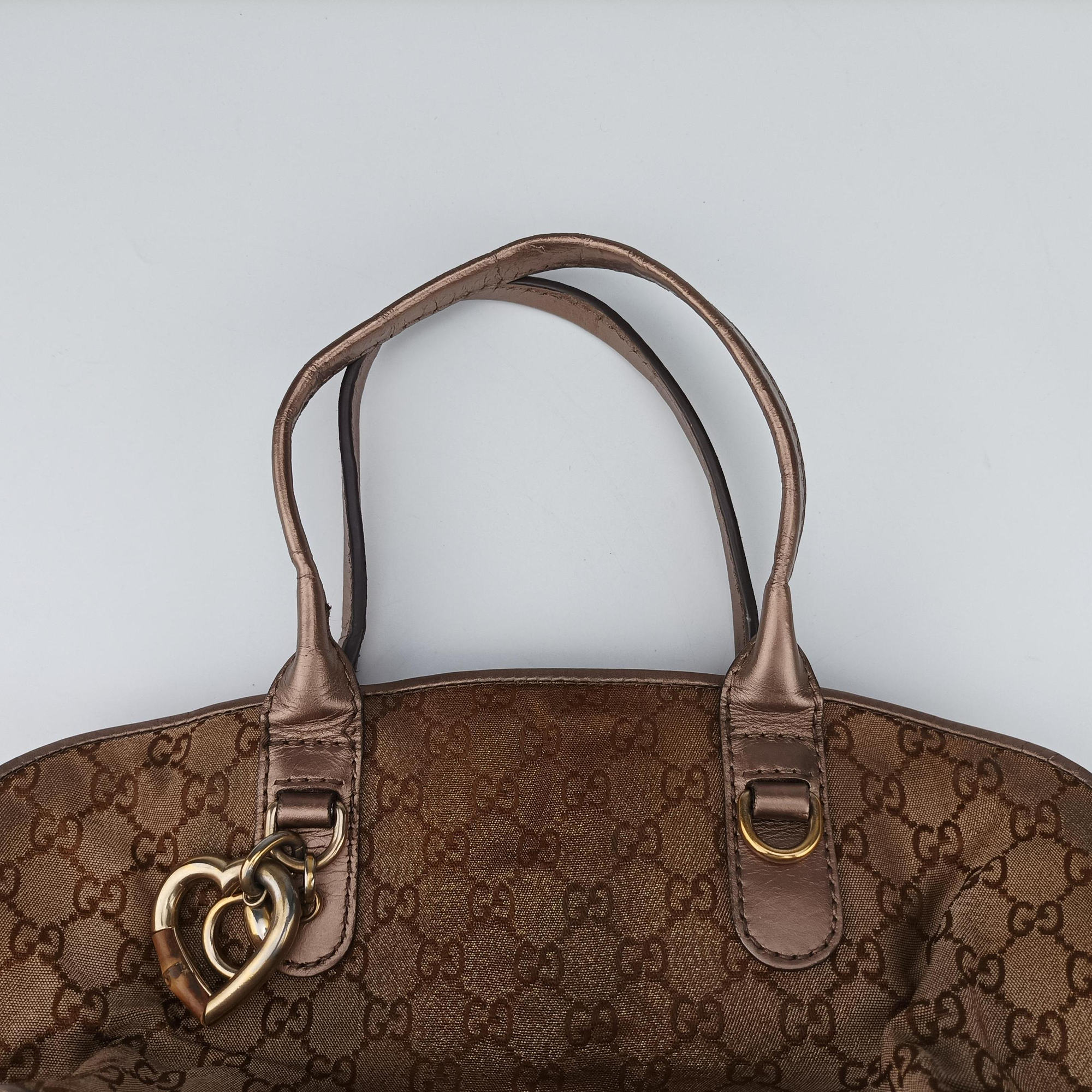 Secondhand Gucci Heart Bit charm Golden×Brown canvas×leather 269955 handbag | stylenewstar