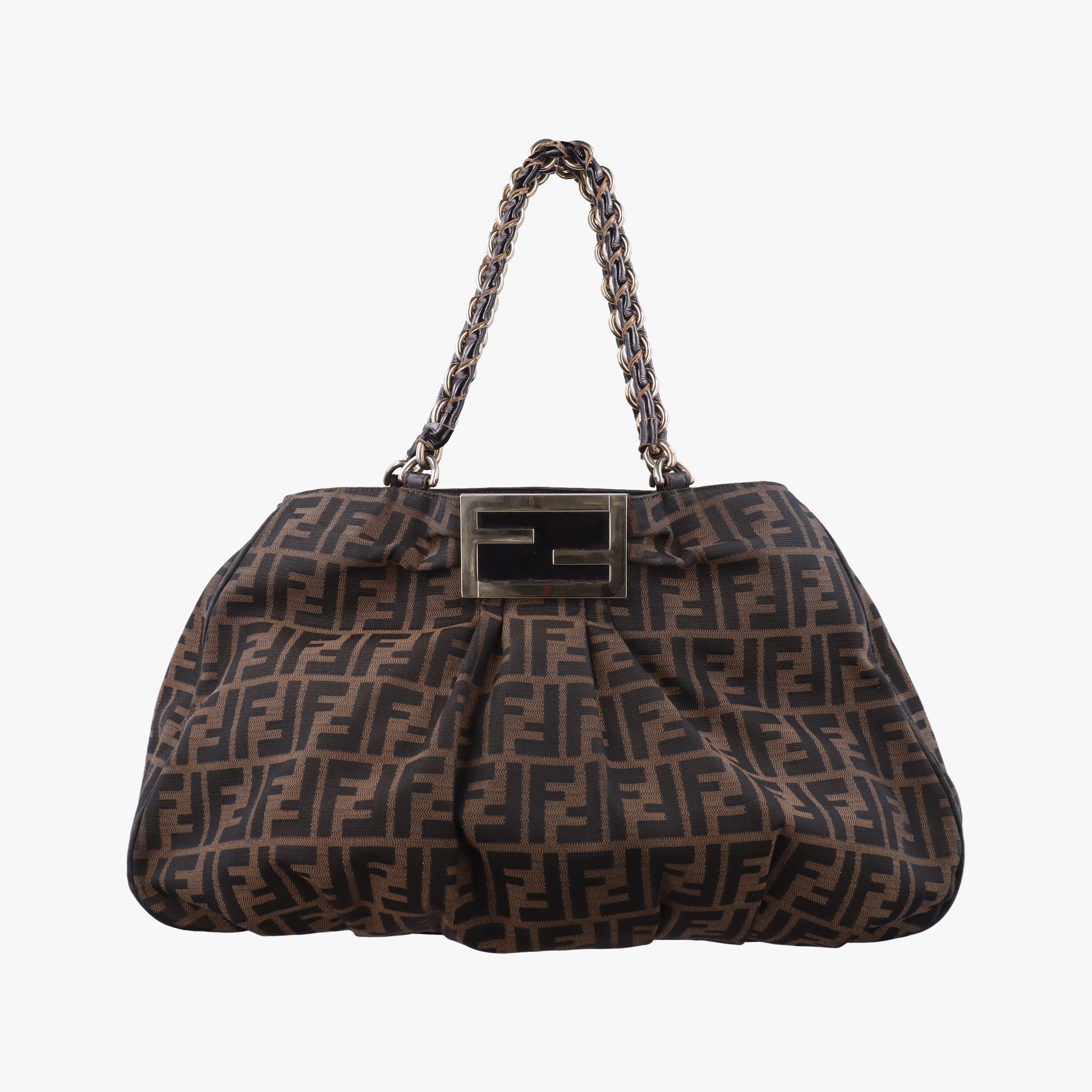 Pre-owned Fendi Mia Brown canvas 8BR616 shoulderbag | stylenewstar