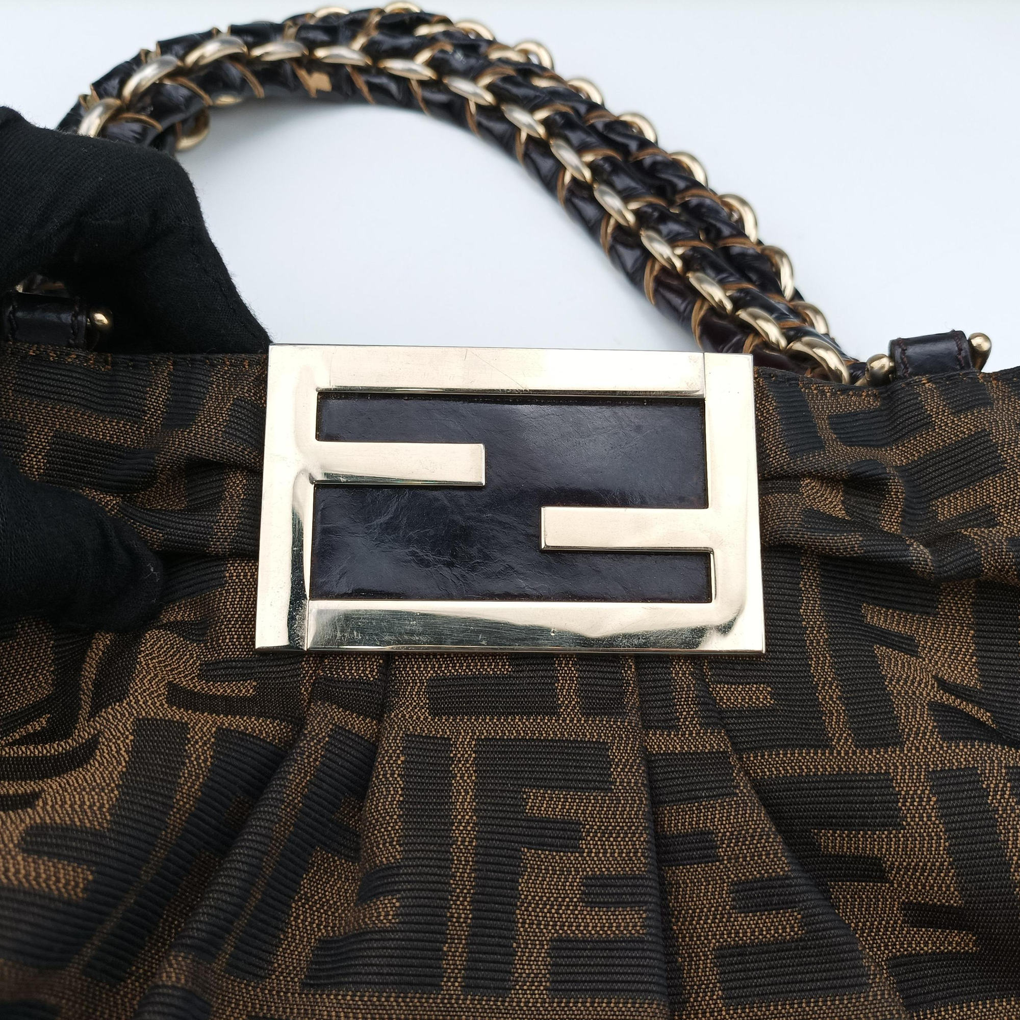Pre-owned Fendi Mia Brown canvas 8BR616 shoulderbag | stylenewstar
