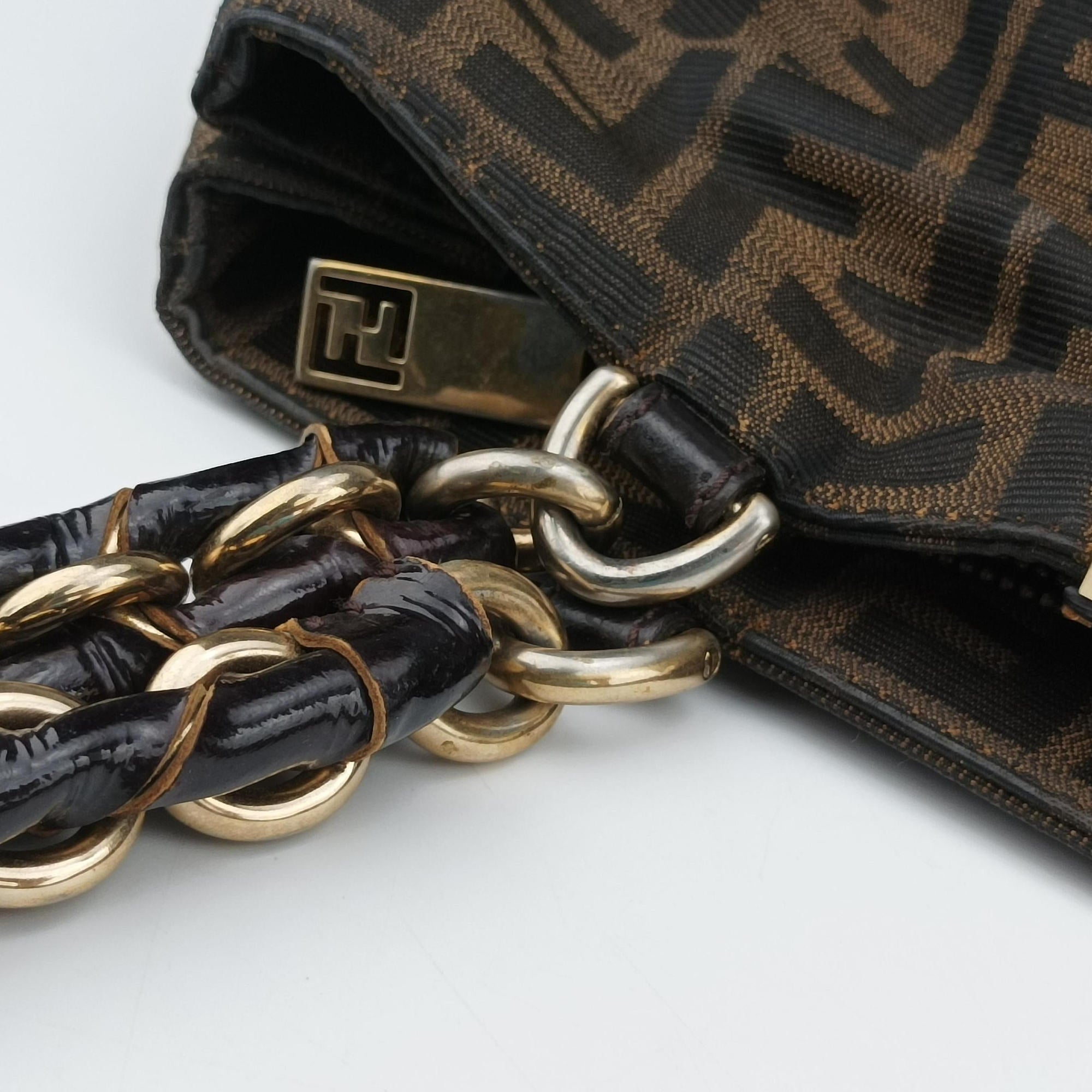 Pre-owned Fendi Mia Brown canvas 8BR616 shoulderbag | stylenewstar