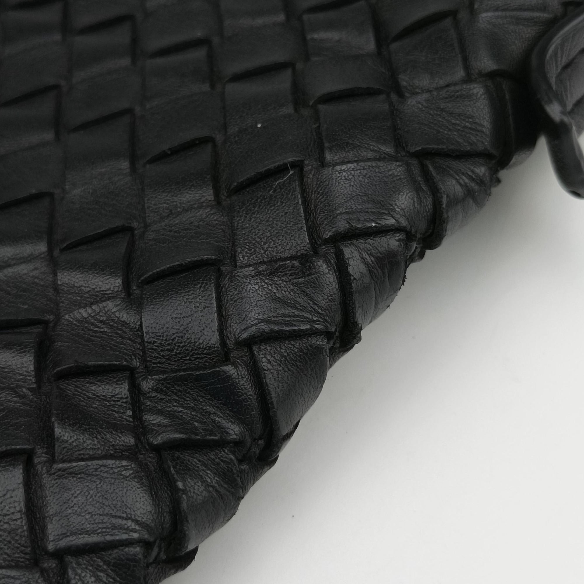 Pre-owned Bottega Veneta Intrecciato Black lambskin  shoulderbag | stylenewstar