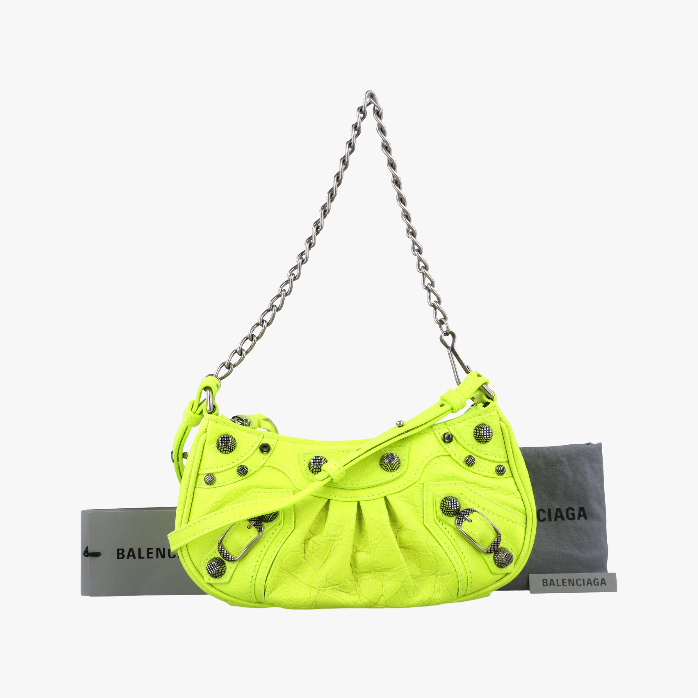 Pre-owned Balenciaga Le Cagole Green lambskin  shoulderbag | stylenewstar