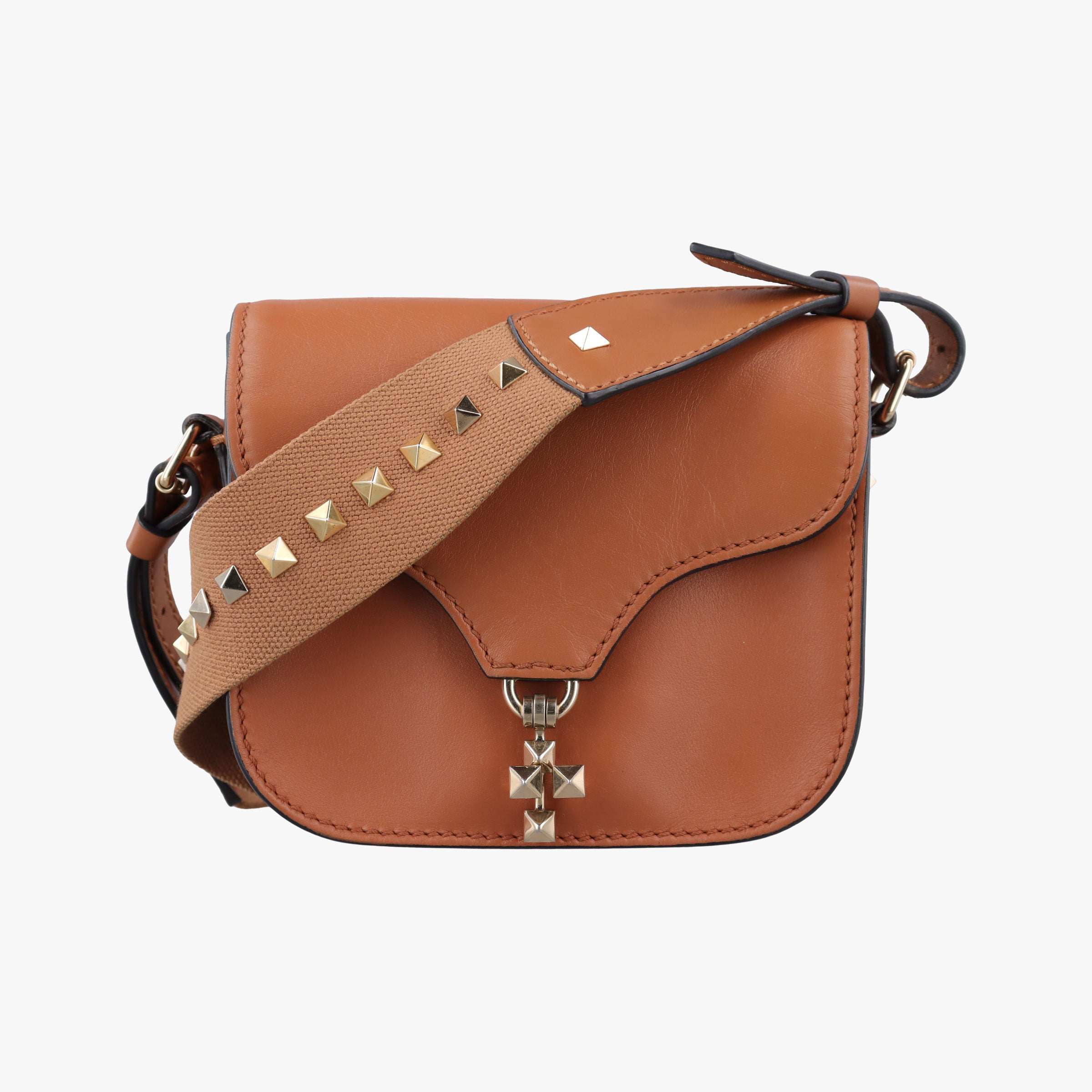 Pre-owned Valentino Rockstud Brown Leather  shoulderbag | stylenewstar