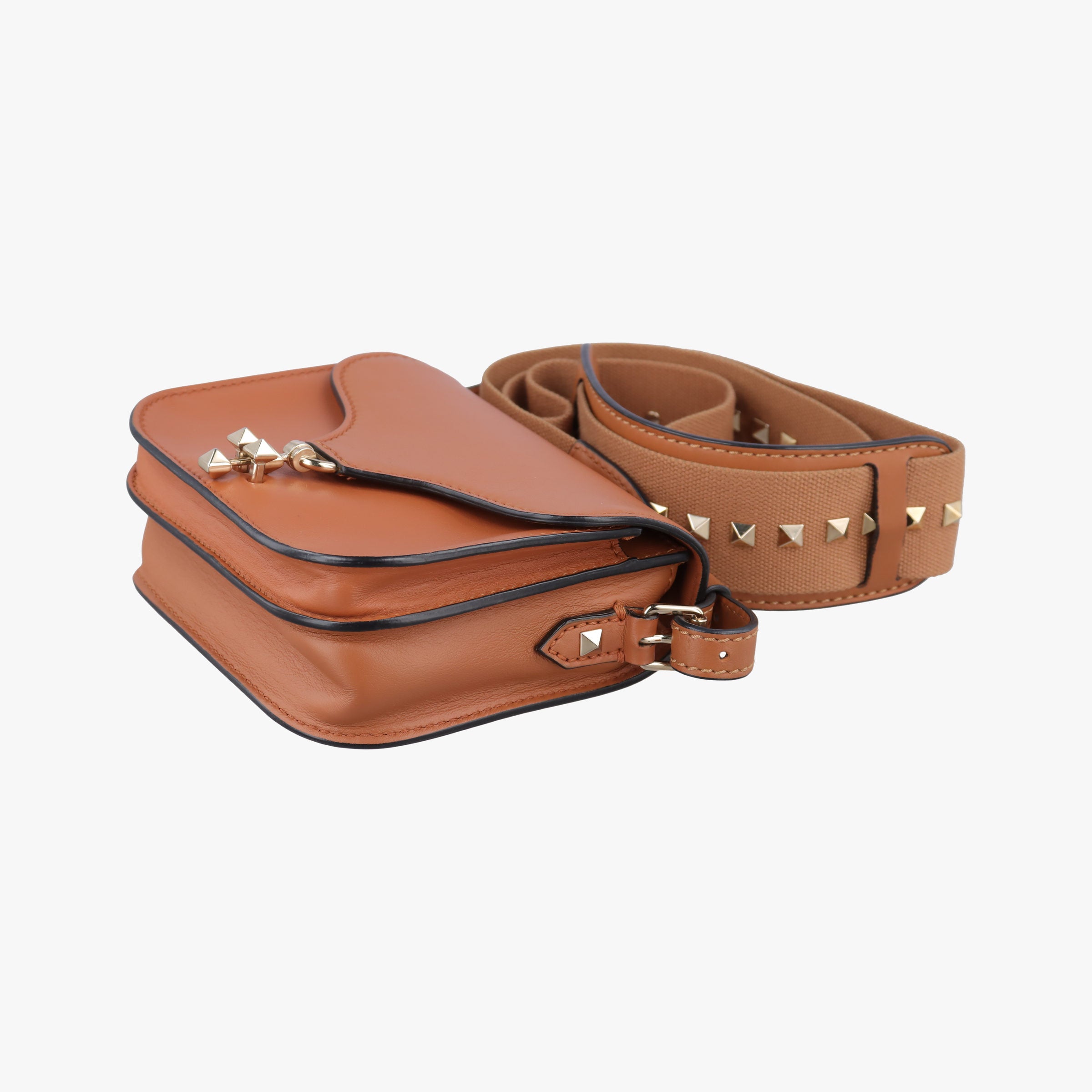 Pre-owned Valentino Rockstud Brown Leather  shoulderbag | stylenewstar