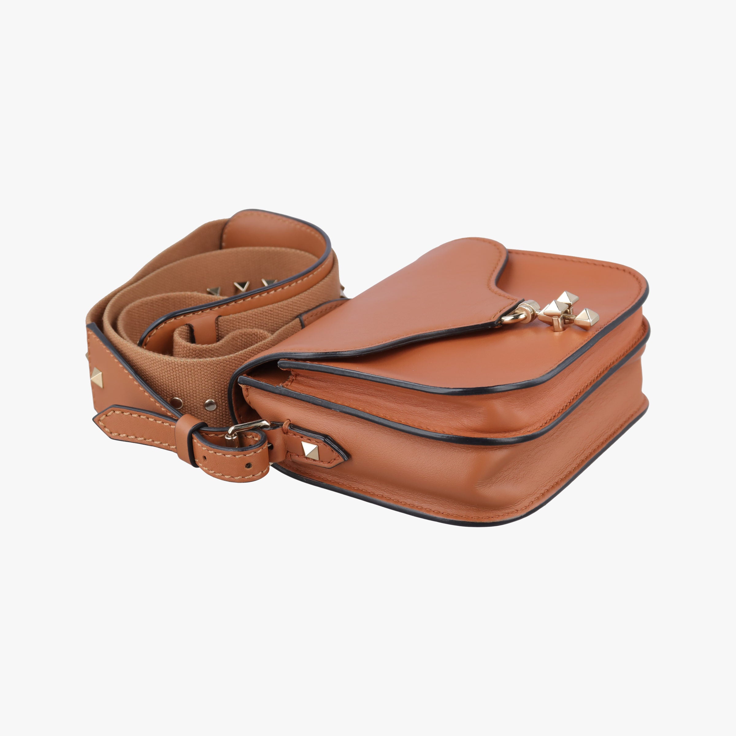 Pre-owned Valentino Rockstud Brown Leather  shoulderbag | stylenewstar