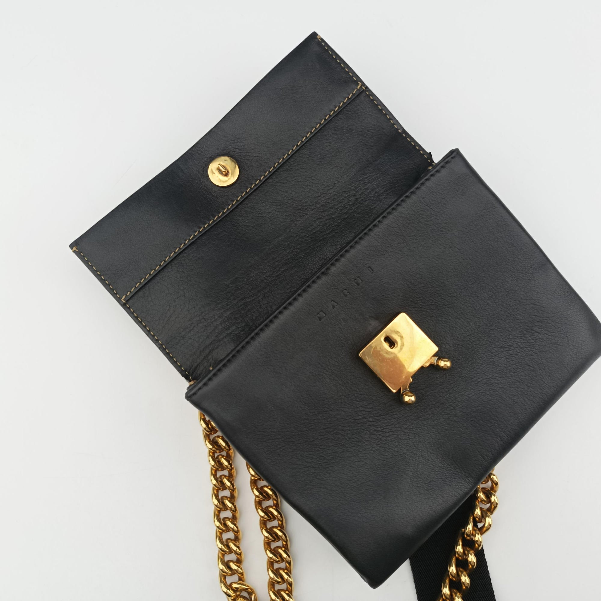 Pre-owned Marni Trunk Black Leather  shoulderbag | stylenewstar