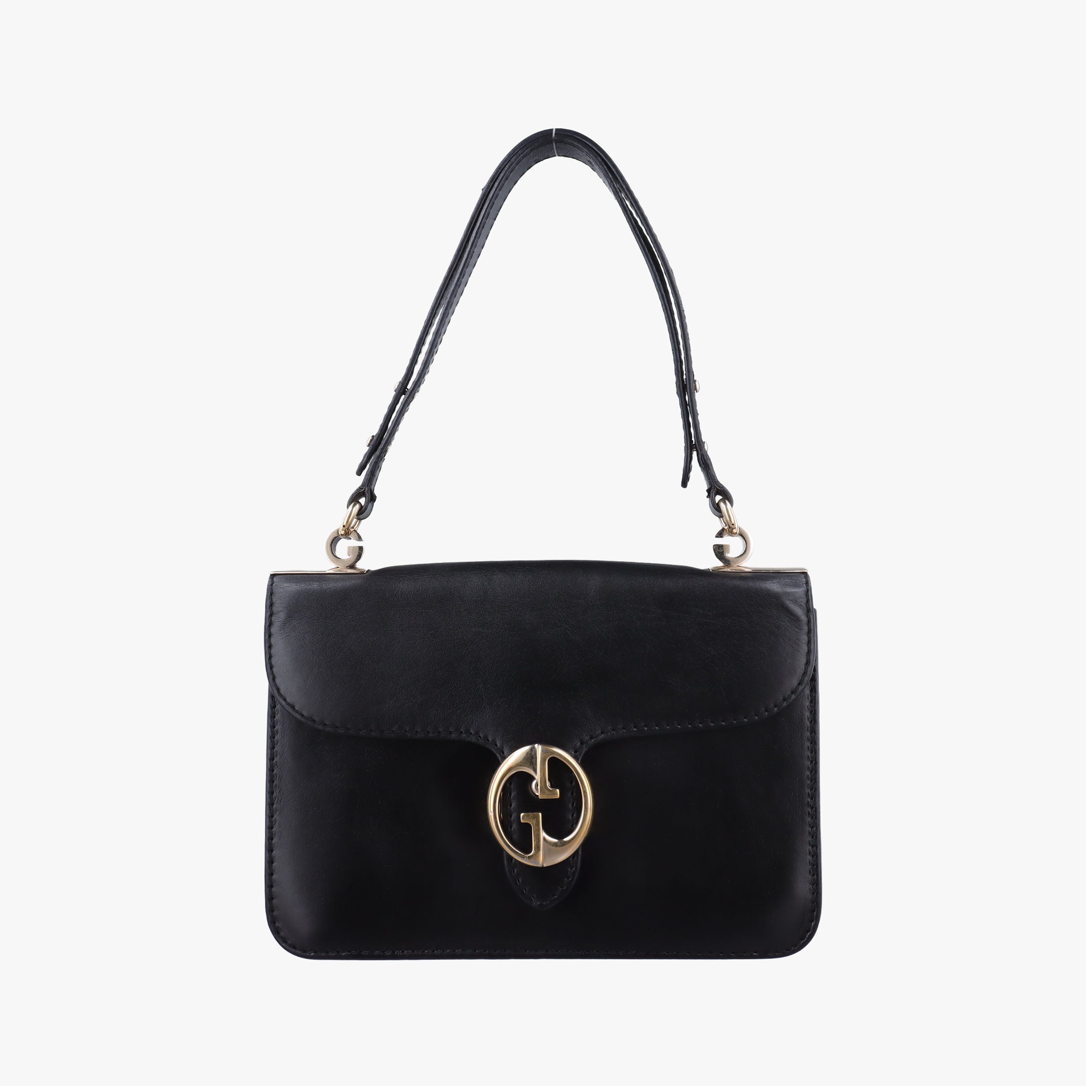 Secondhand Gucci Interlocking 1973 Flap Black Leather 277522 shoulderbag | stylenewstar