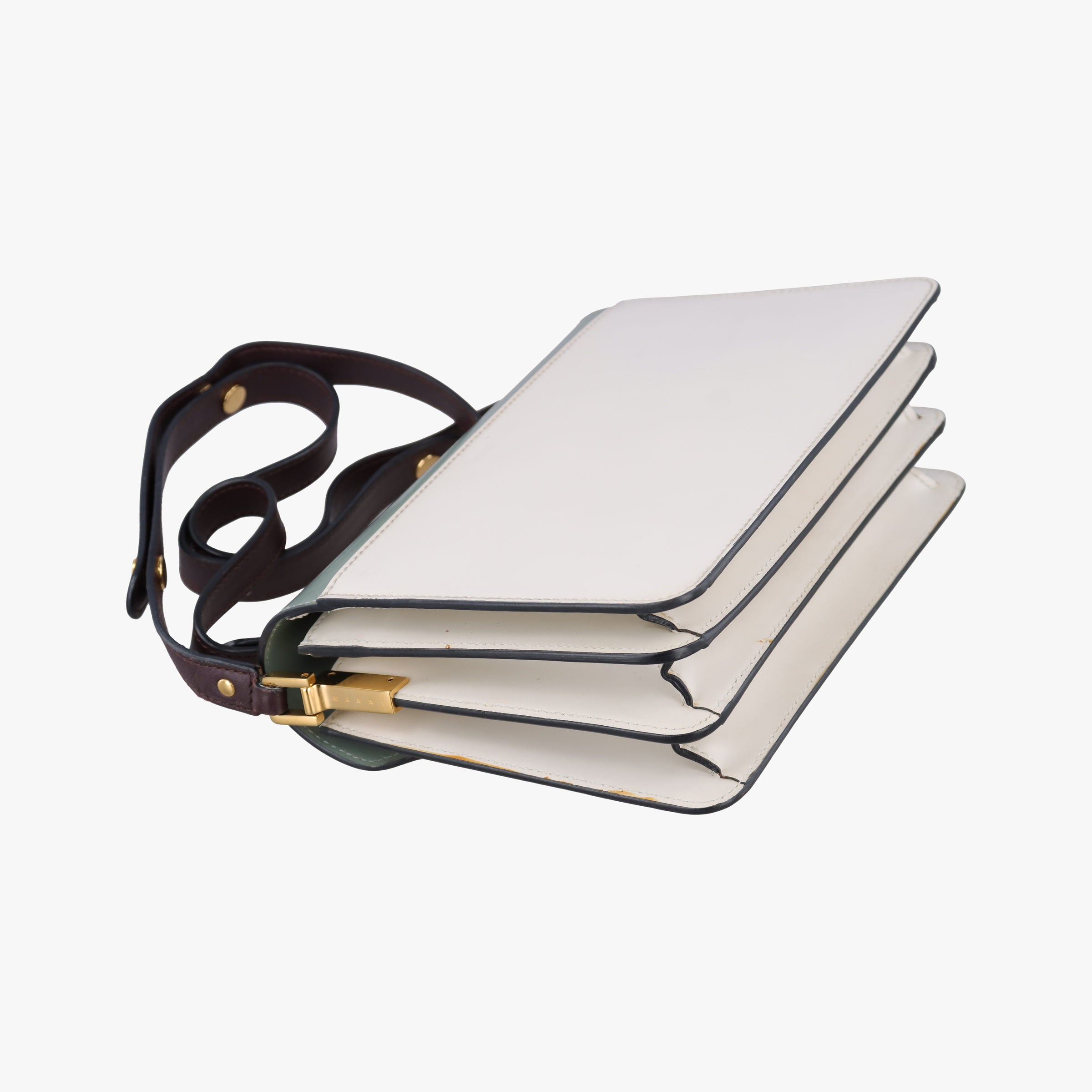 Pre-owned Marni TRUNK White × Green Leather  shoulderbag | stylenewstar