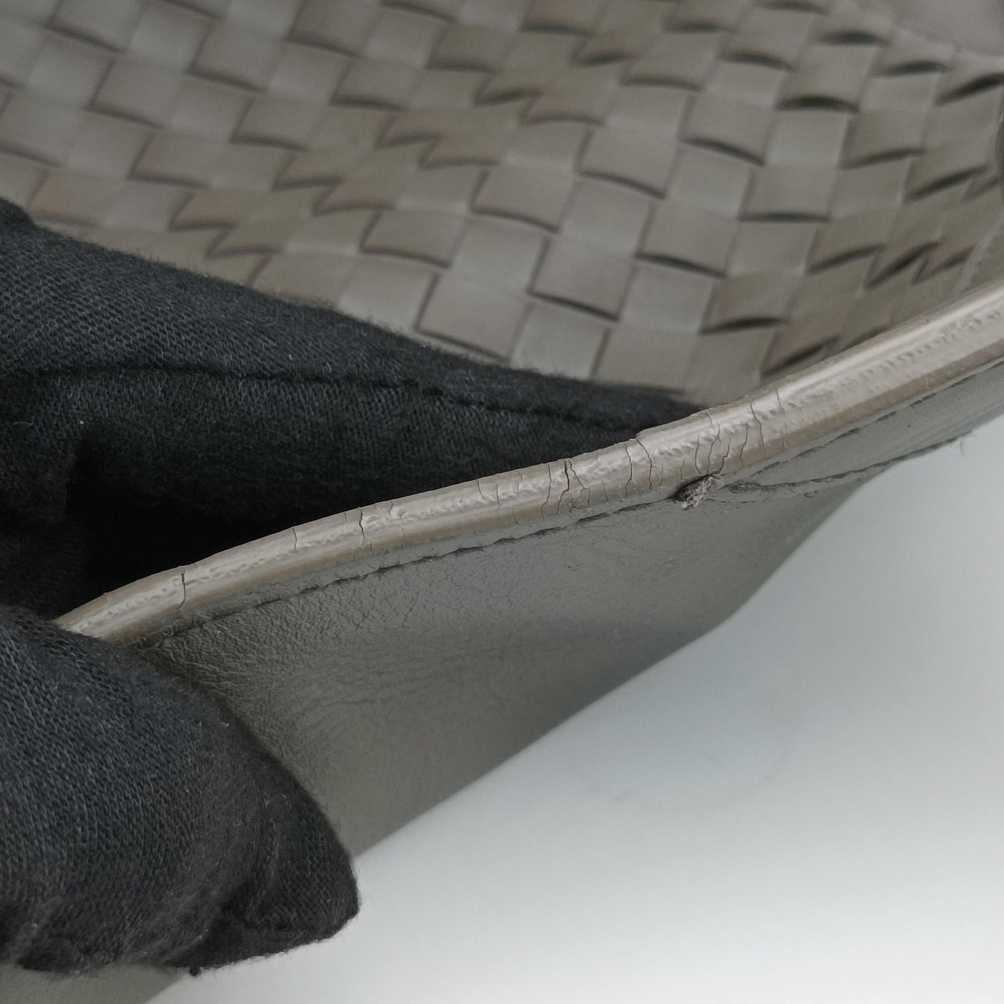 Pre-owned Bottega Veneta Intrecciato Grey lambskin  shoulderbag | stylenewstar
