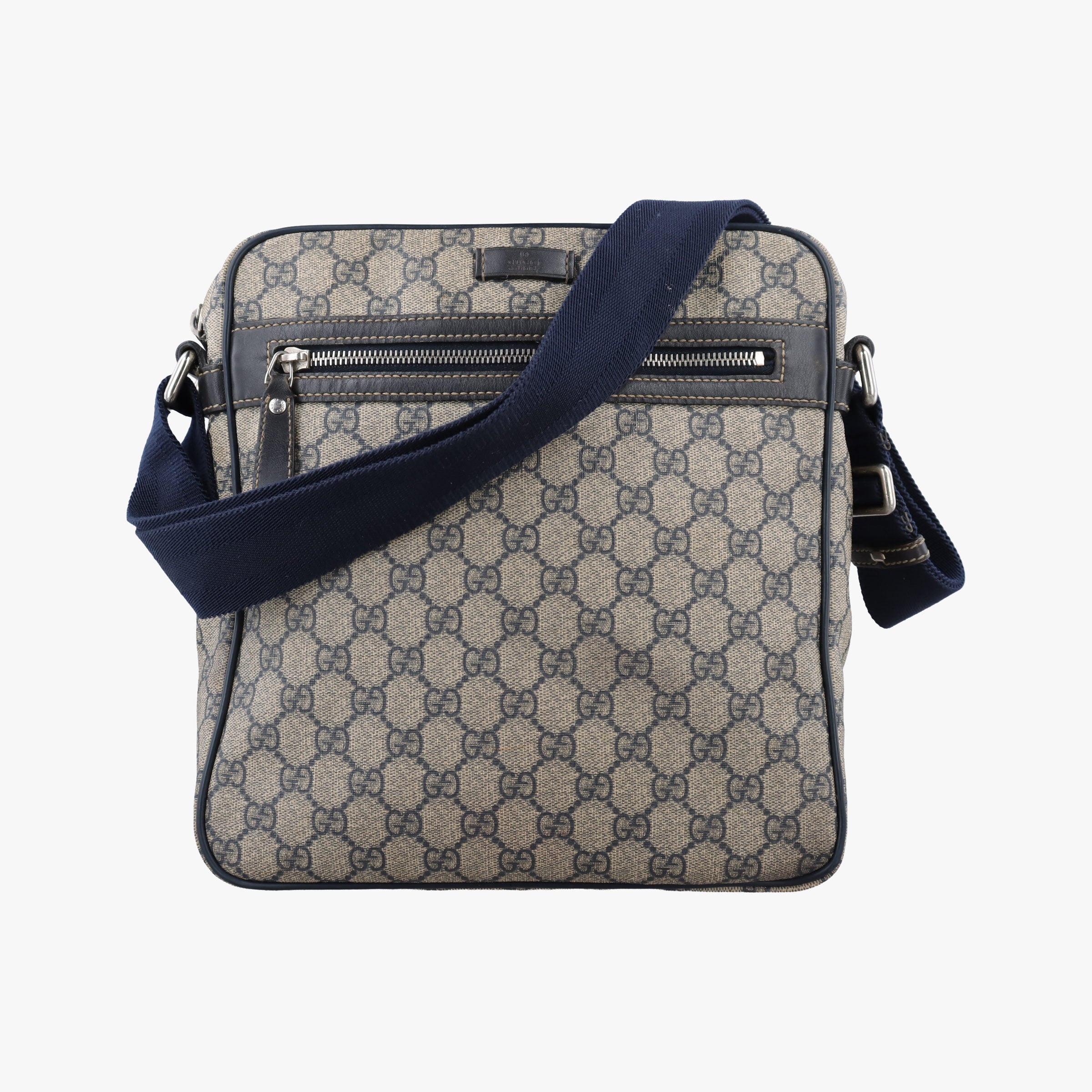 Secondhand Gucci GG Imprime Messenger Beige × Navy PVC coated canvas×leather 201448 shoulderbag | stylenewstar