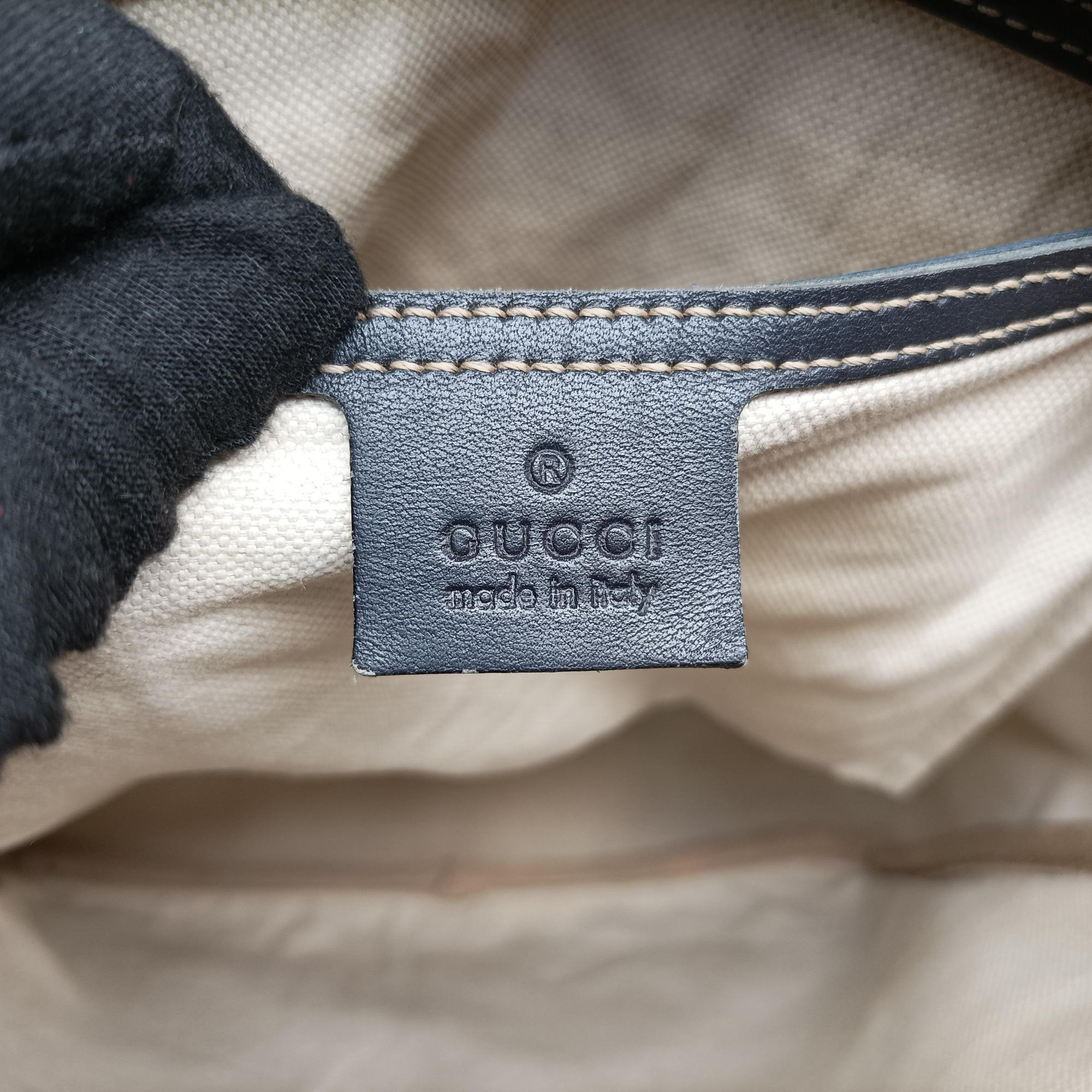 Secondhand Gucci GG Imprime Messenger Beige × Navy PVC coated canvas×leather 201448 shoulderbag | stylenewstar