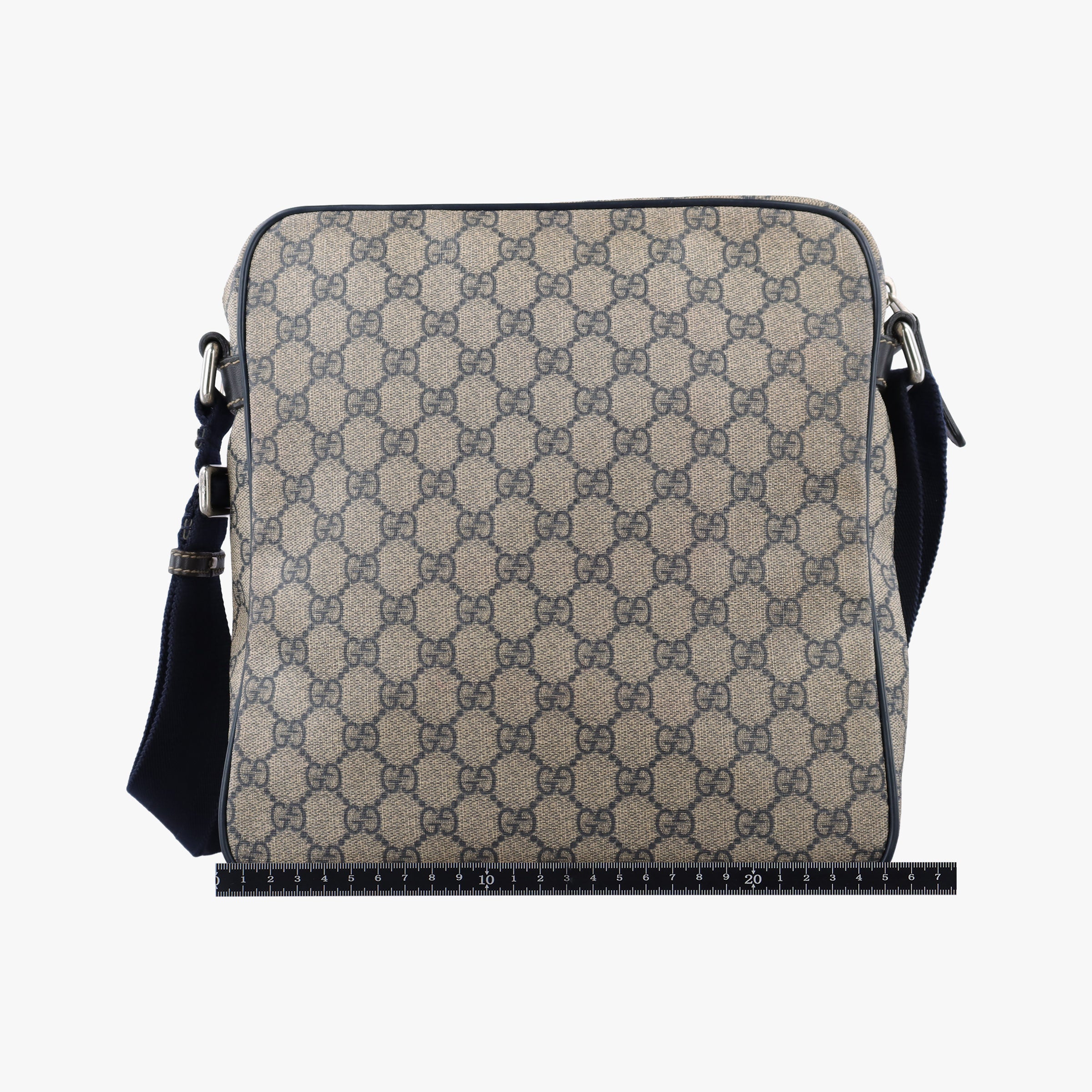 Secondhand Gucci GG Imprime Messenger Beige × Navy PVC coated canvas×leather 201448 shoulderbag | stylenewstar