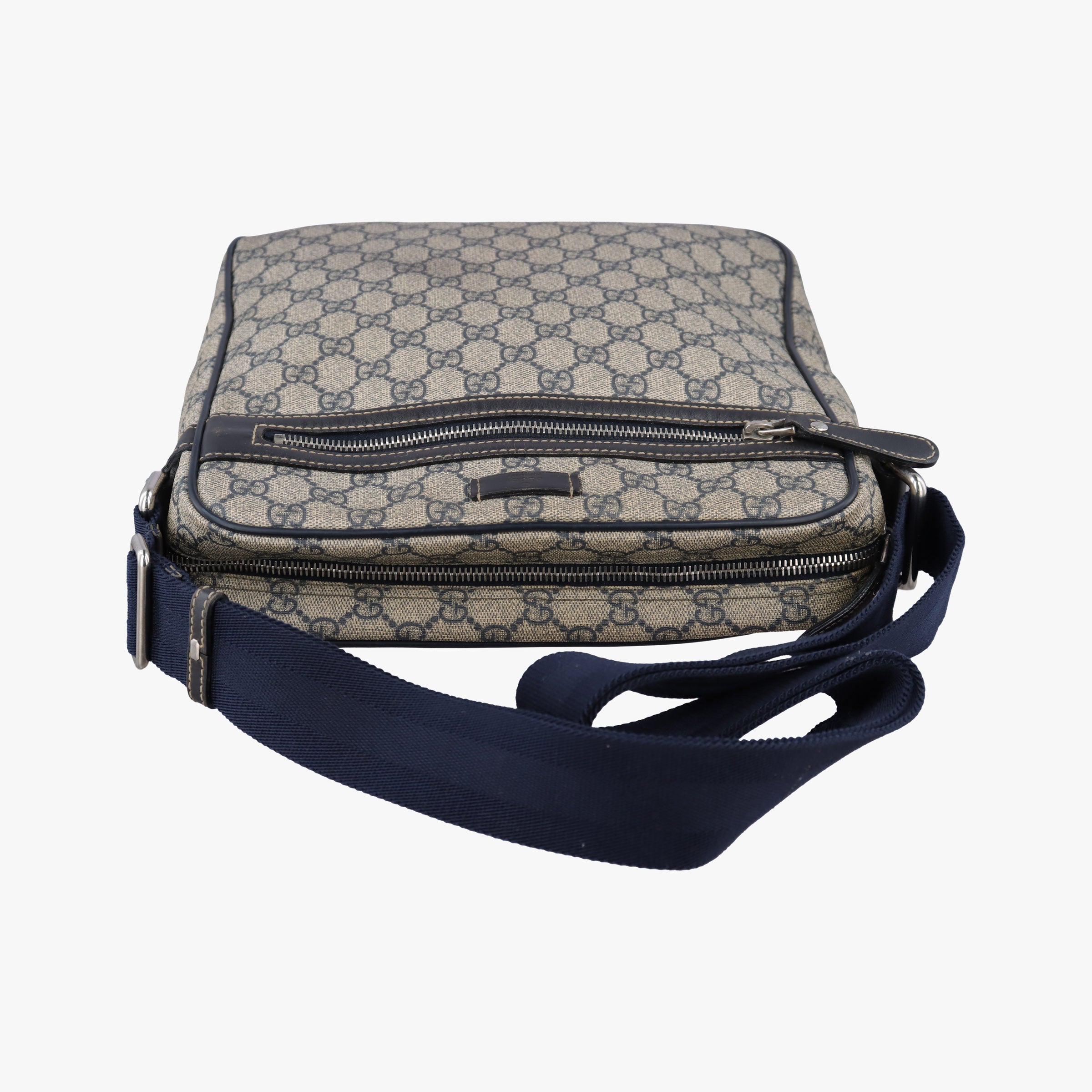 Secondhand Gucci GG Imprime Messenger Beige × Navy PVC coated canvas×leather 201448 shoulderbag | stylenewstar