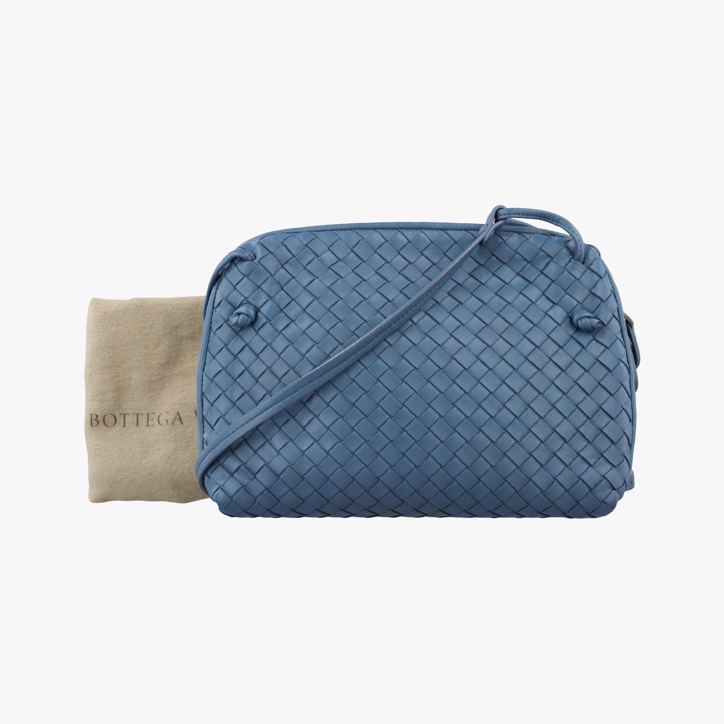 Pre-owned Bottega Veneta NODINI Intrecciato Blue lambskin  shoulderbag | stylenewstar