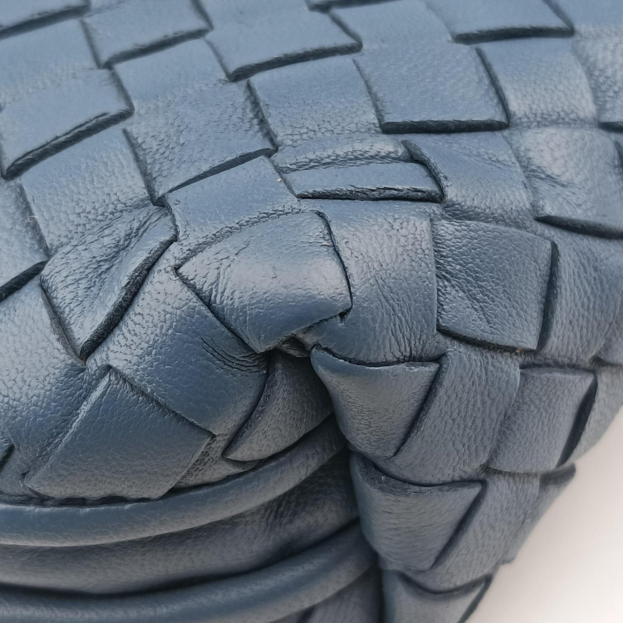 Pre-owned Bottega Veneta NODINI Intrecciato Blue lambskin  shoulderbag | stylenewstar
