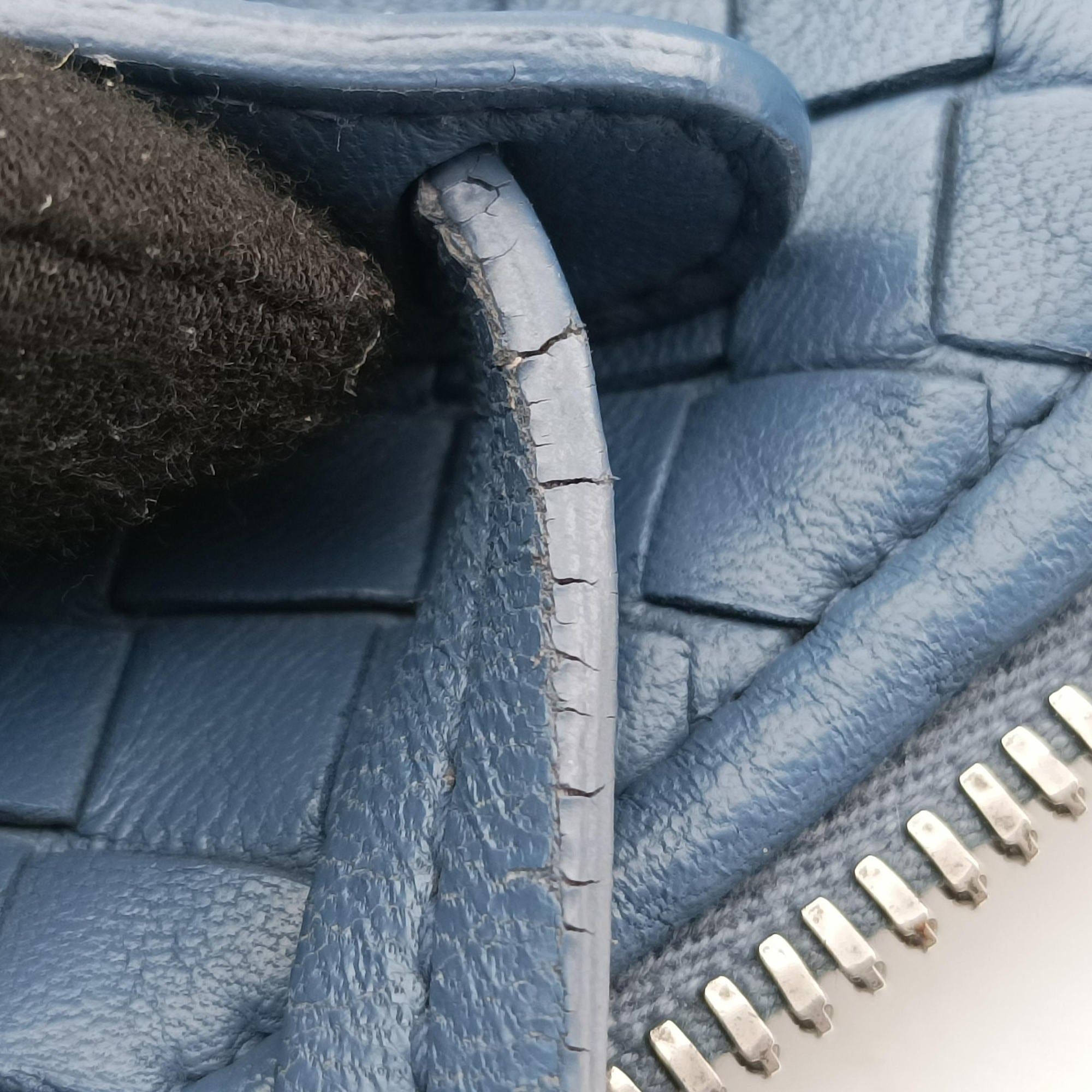 Pre-owned Bottega Veneta NODINI Intrecciato Blue lambskin  shoulderbag | stylenewstar