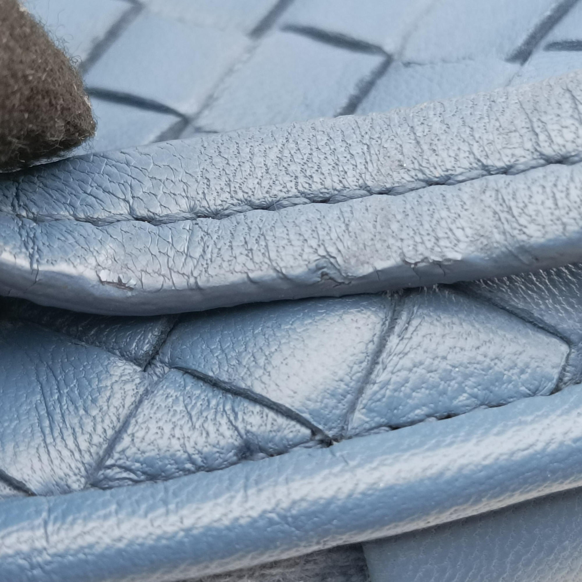 Pre-owned Bottega Veneta NODINI Intrecciato Blue lambskin  shoulderbag | stylenewstar