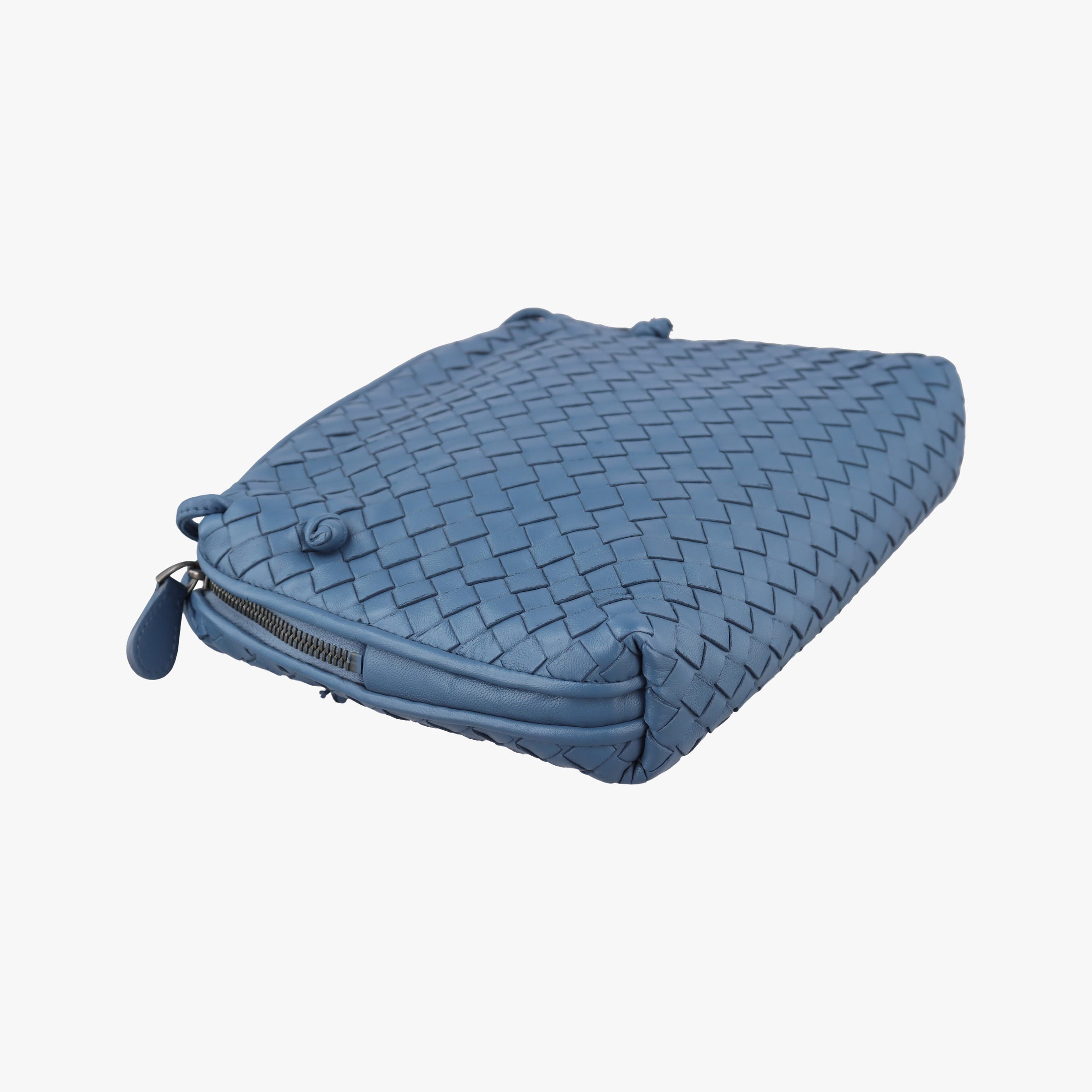 Pre-owned Bottega Veneta NODINI Intrecciato Blue lambskin  shoulderbag | stylenewstar