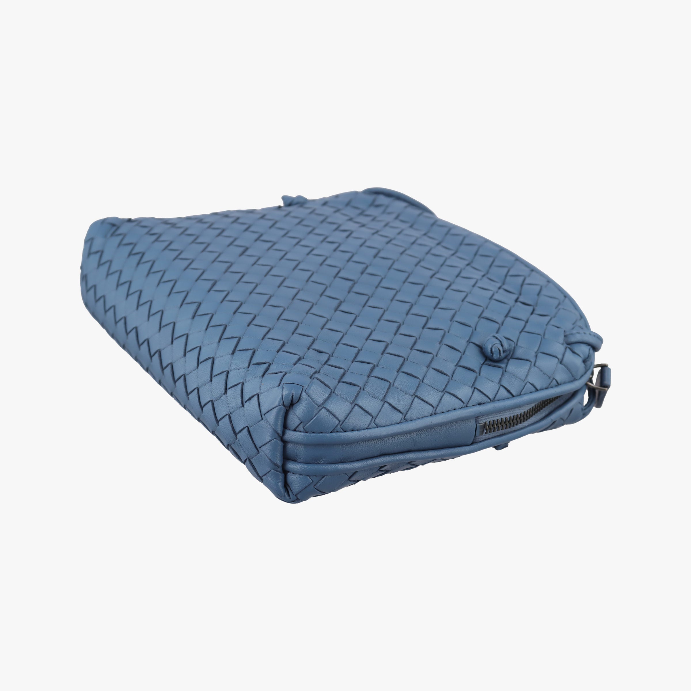 Pre-owned Bottega Veneta NODINI Intrecciato Blue lambskin  shoulderbag | stylenewstar