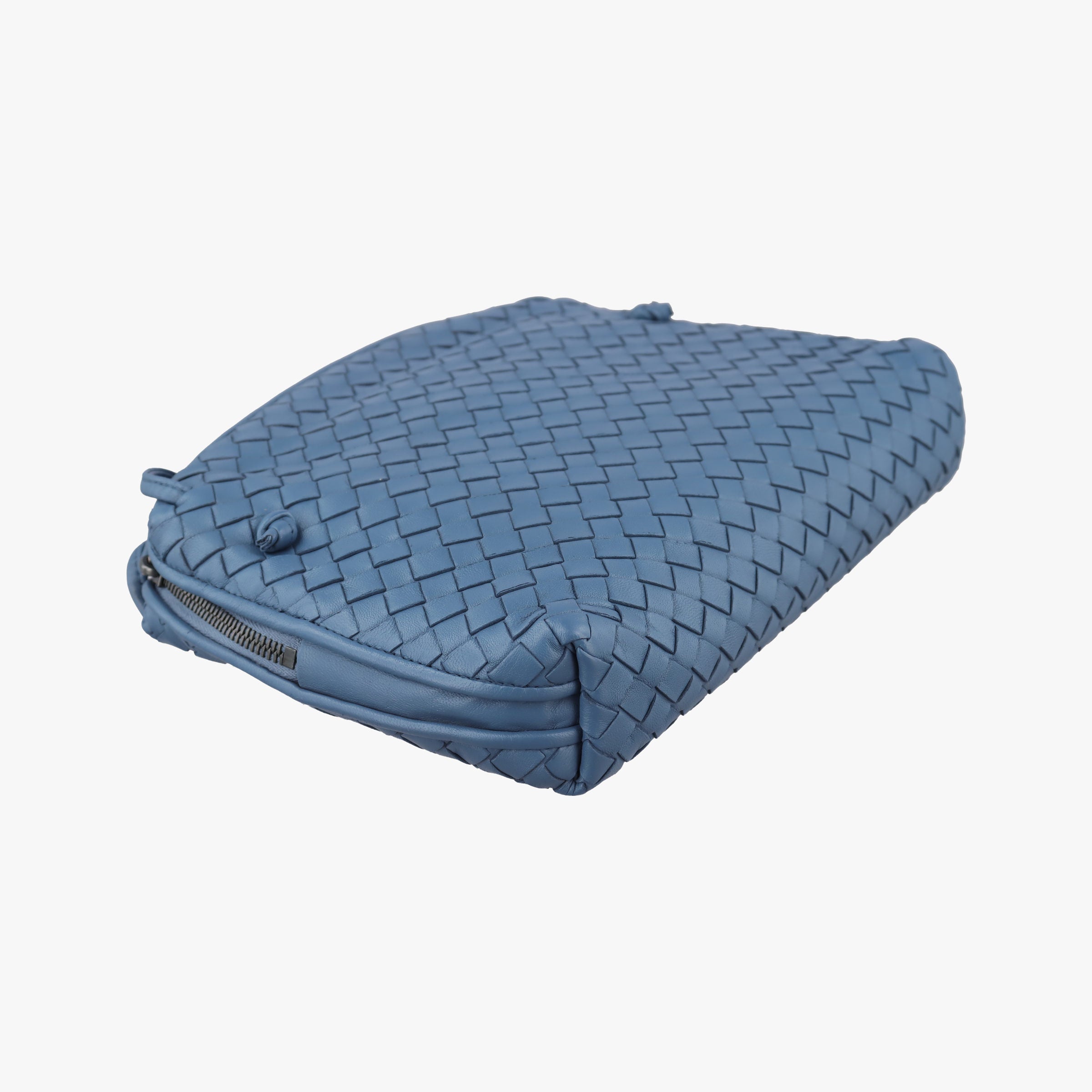 Pre-owned Bottega Veneta NODINI Intrecciato Blue lambskin  shoulderbag | stylenewstar