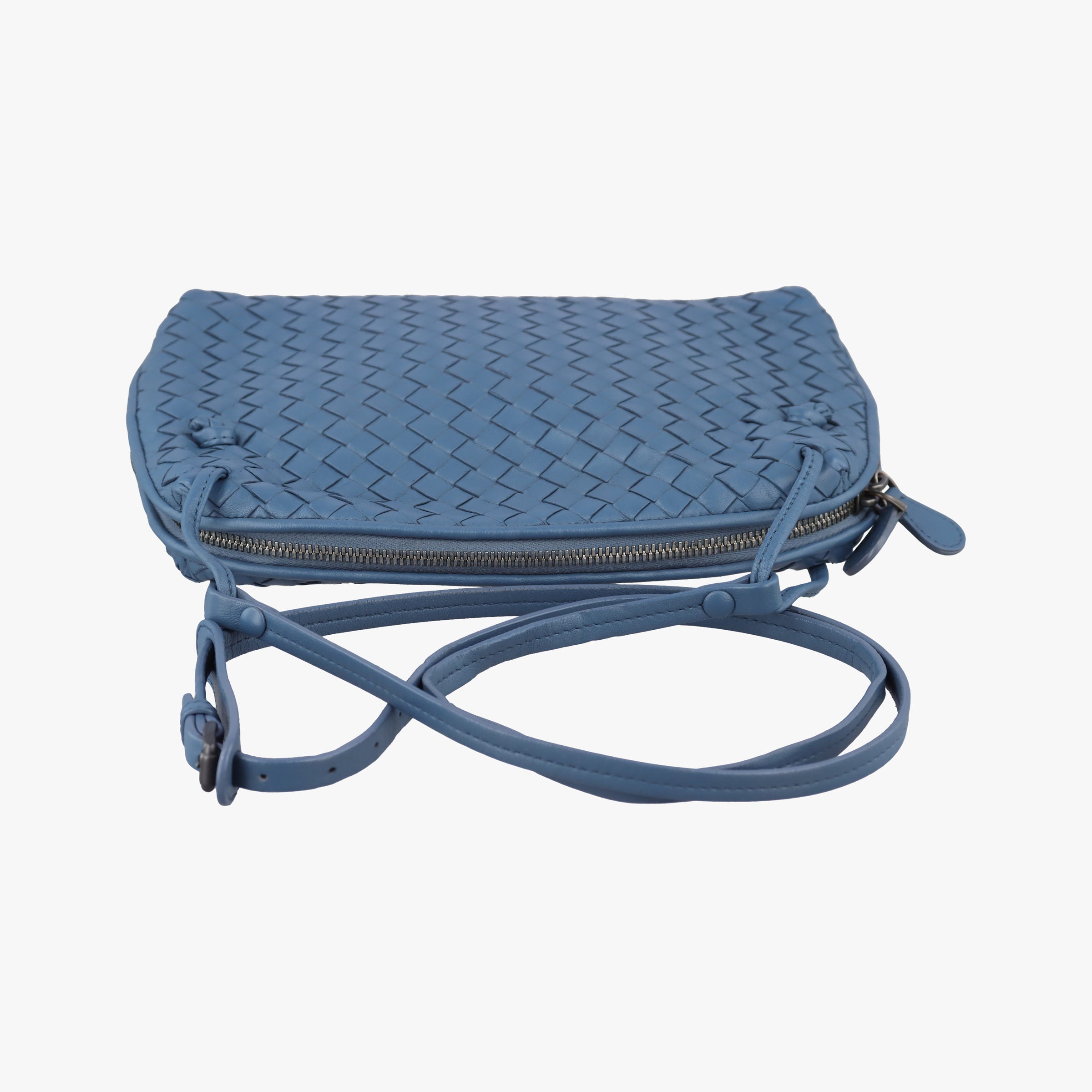 Pre-owned Bottega Veneta NODINI Intrecciato Blue lambskin  shoulderbag | stylenewstar
