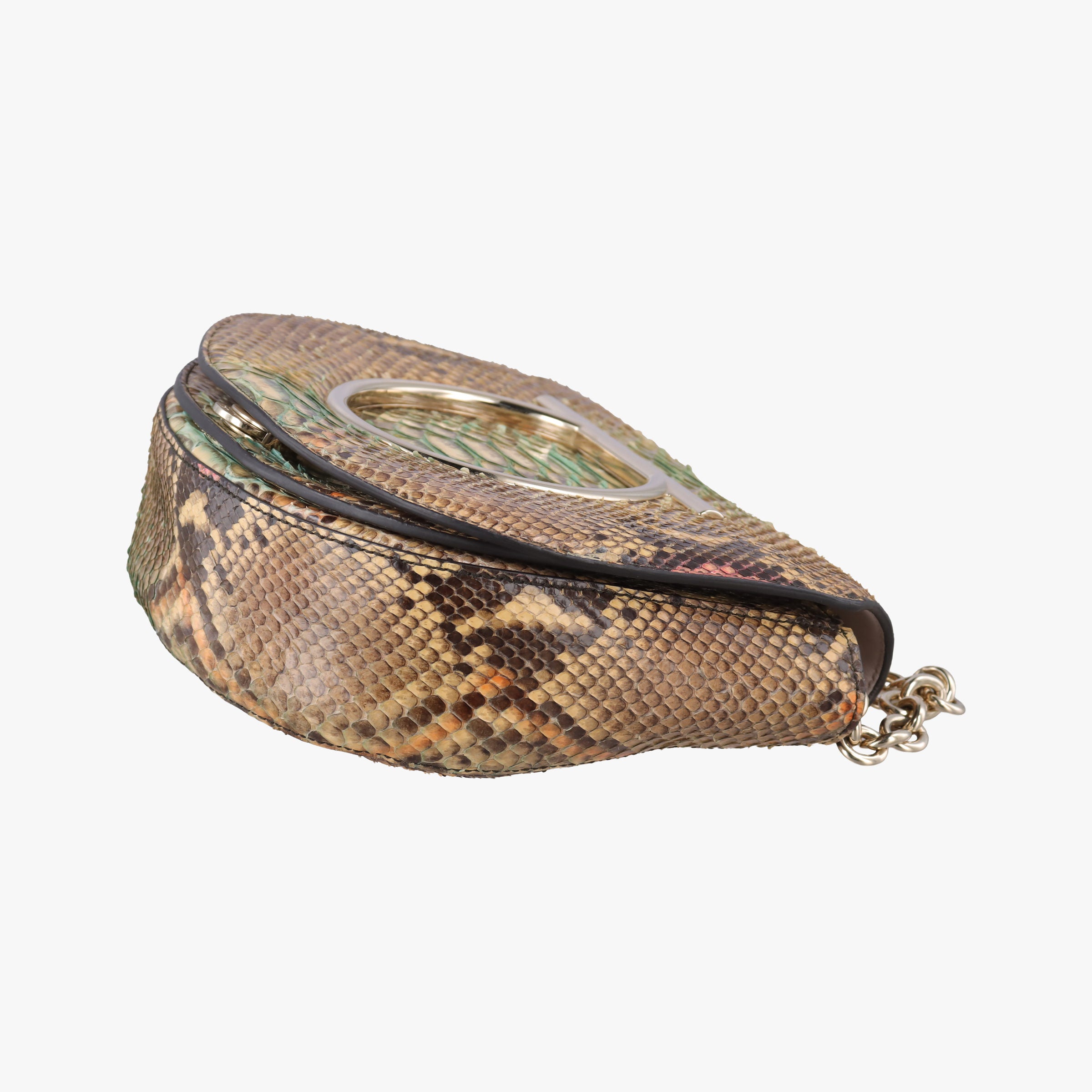 Pre-owned Ferragamo ガンチーニ Pink Snakeskin  shoulderbag | stylenewstar