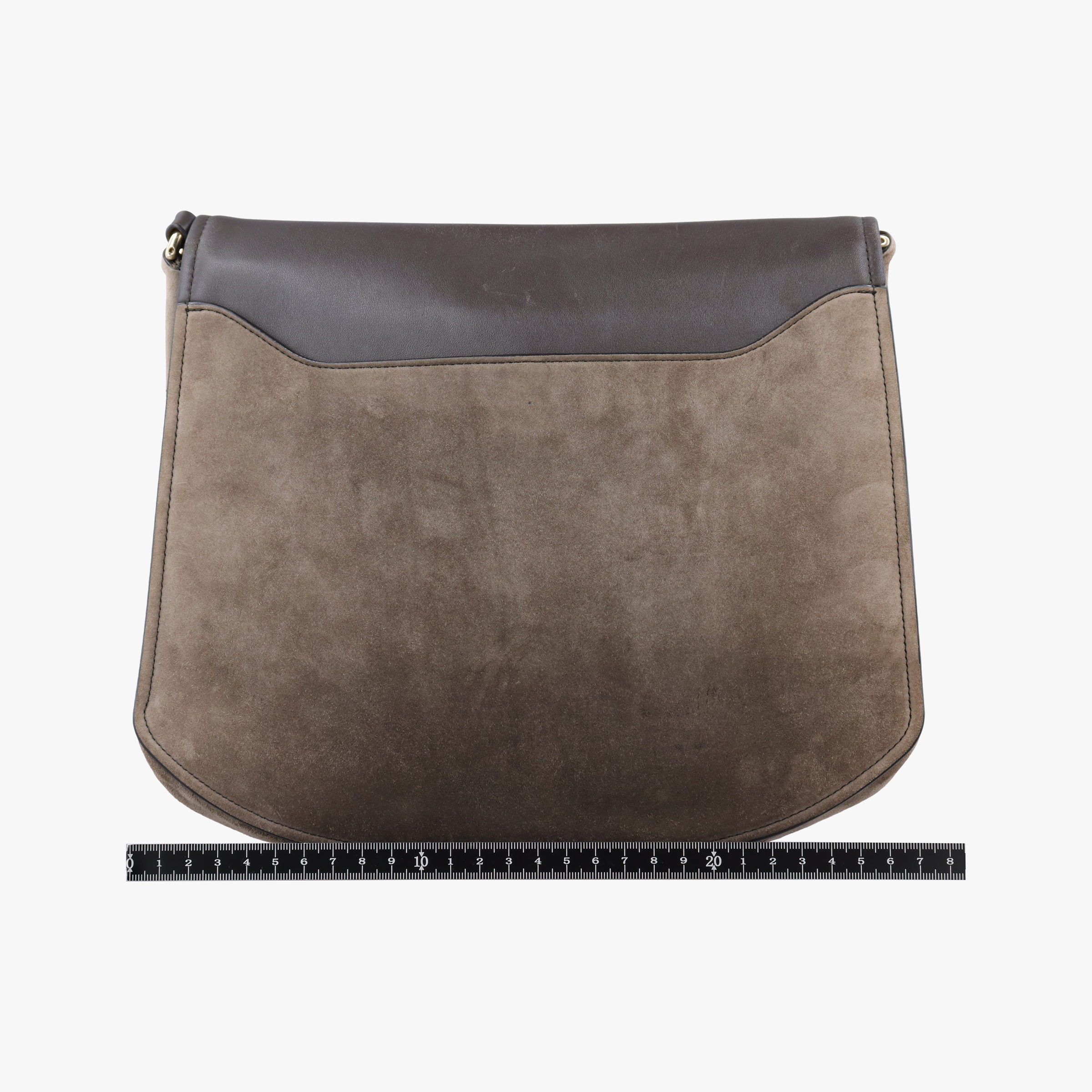 Pre-owned Ferragamo Margot Grey×Taupe Mixed Suede × leather  shoulderbag | stylenewstar