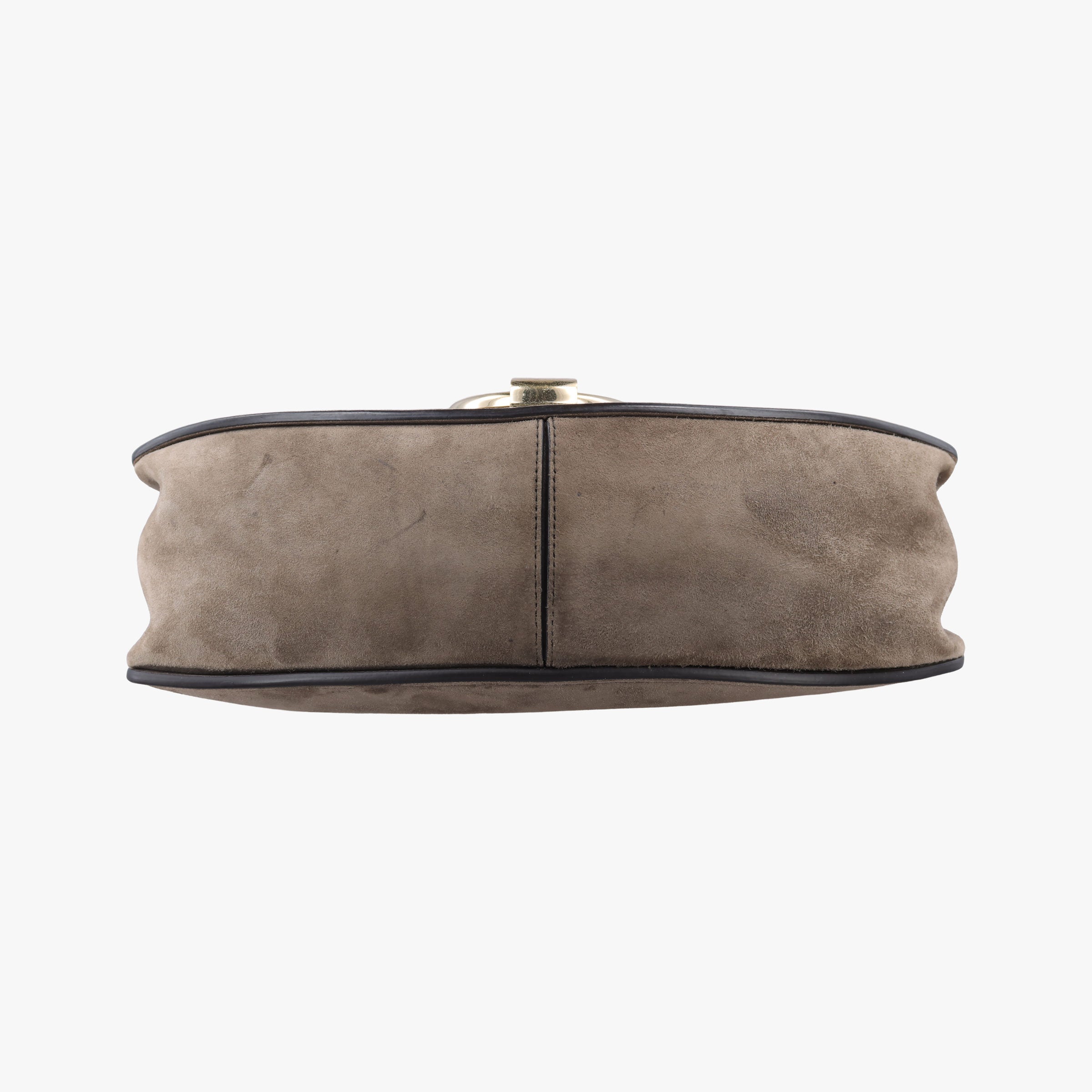 Pre-owned Ferragamo Margot Grey×Taupe Mixed Suede × leather  shoulderbag | stylenewstar