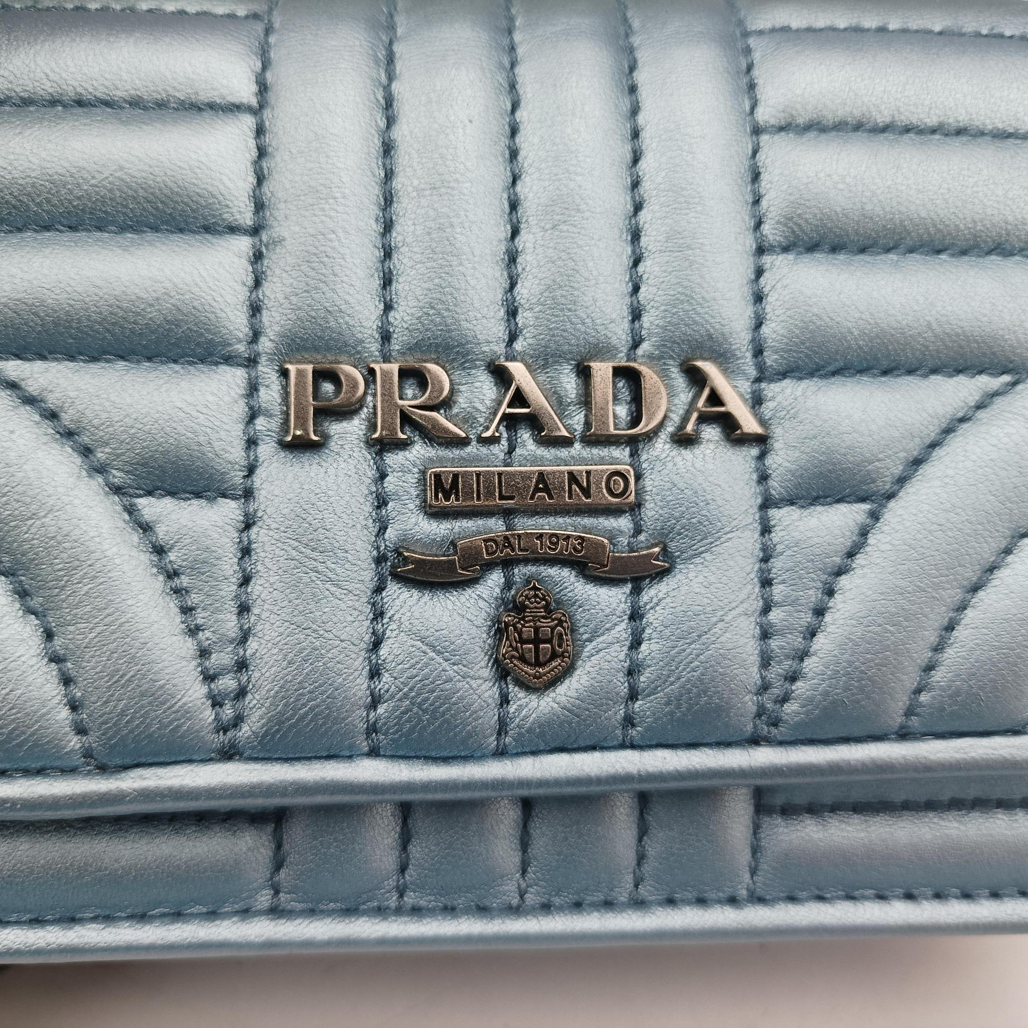 Secondhand Prada Diagramme Blue Leather  shoulderbag | stylenewstar