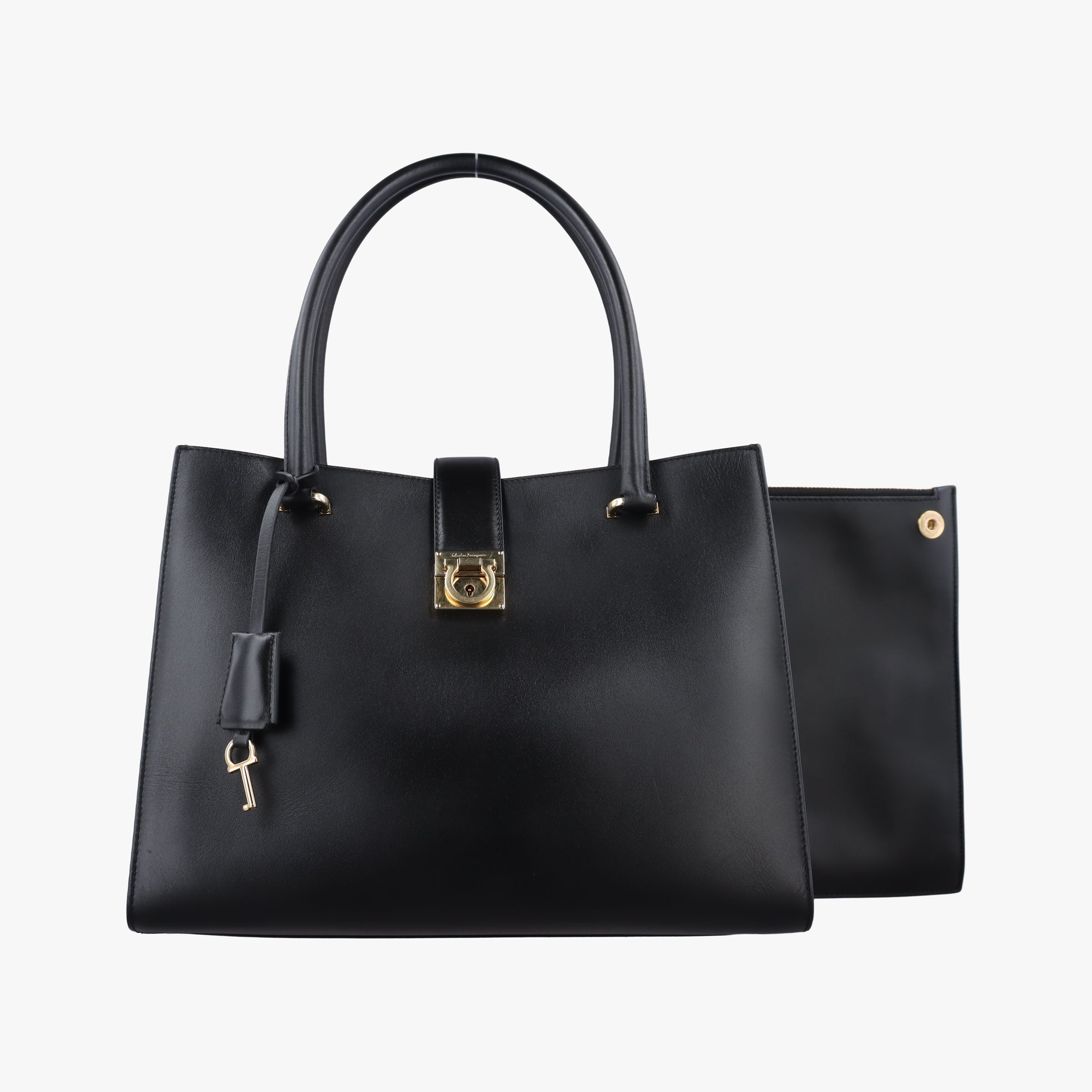 Pre-owned Ferragamo Gancini Juliet Black leather  handbag | stylenewstar