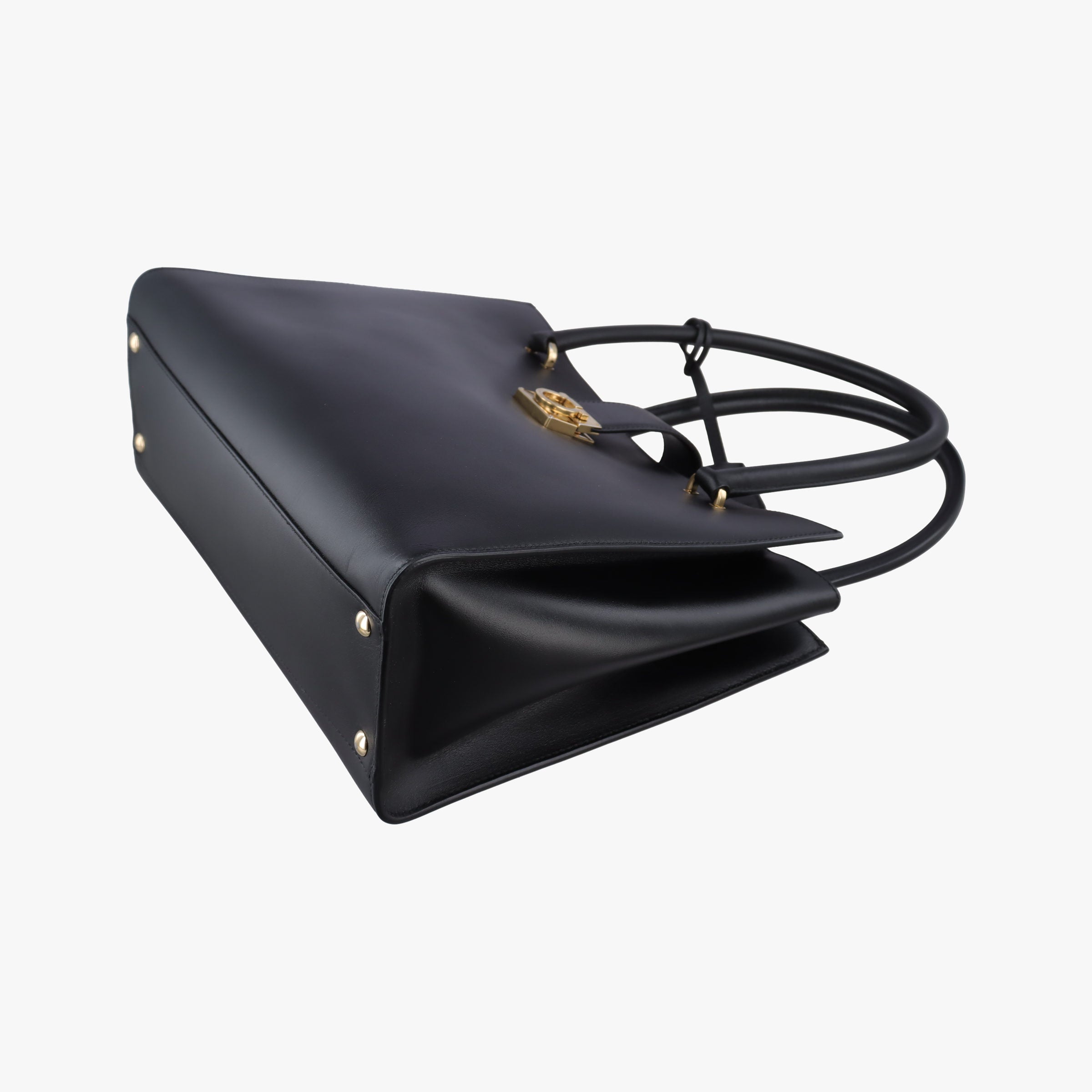 Pre-owned Ferragamo Gancini Juliet Black leather  handbag | stylenewstar