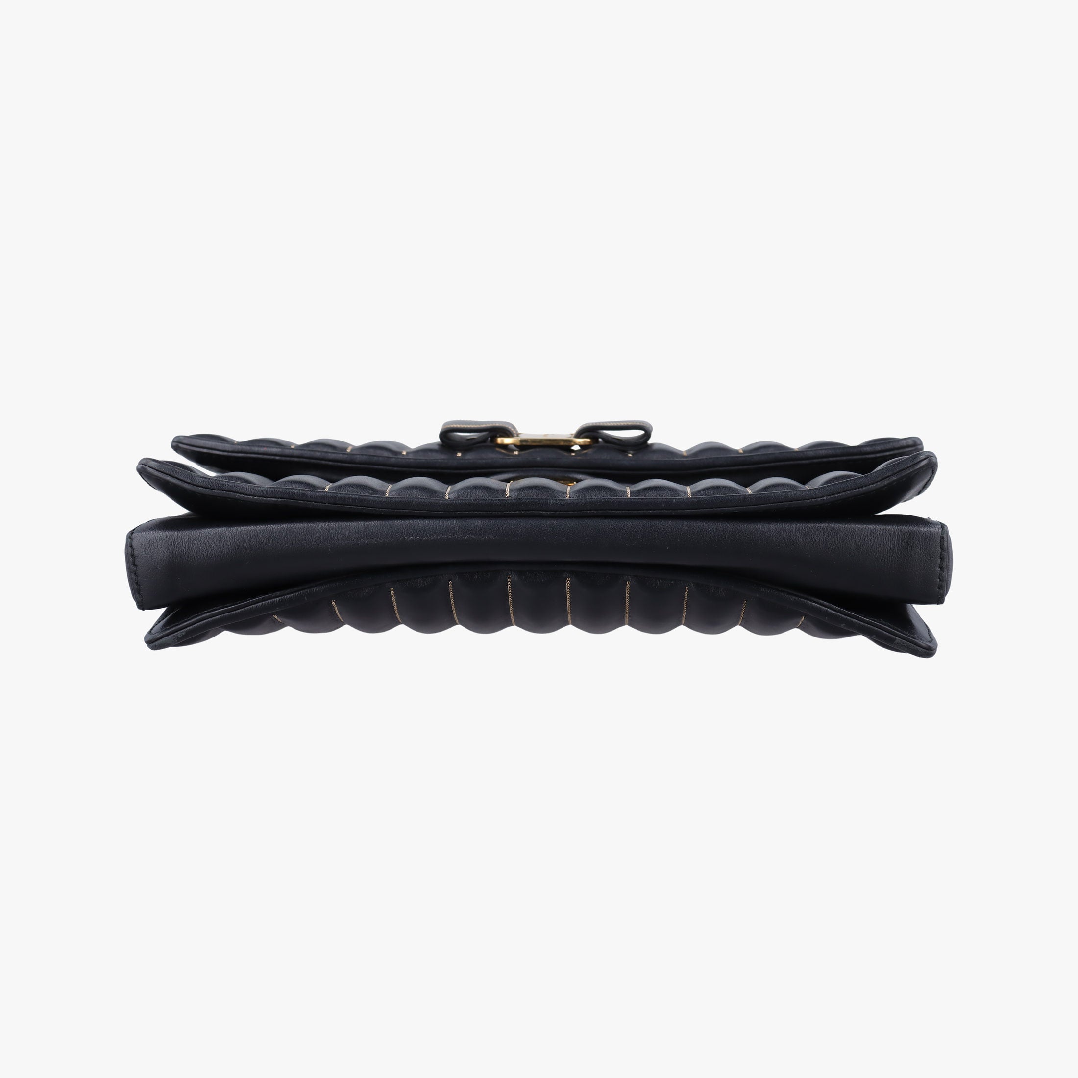 Secondhand Ferragamo Vara Logo Ribbon Stripe Black Leather  shoulderbag | stylenewstar