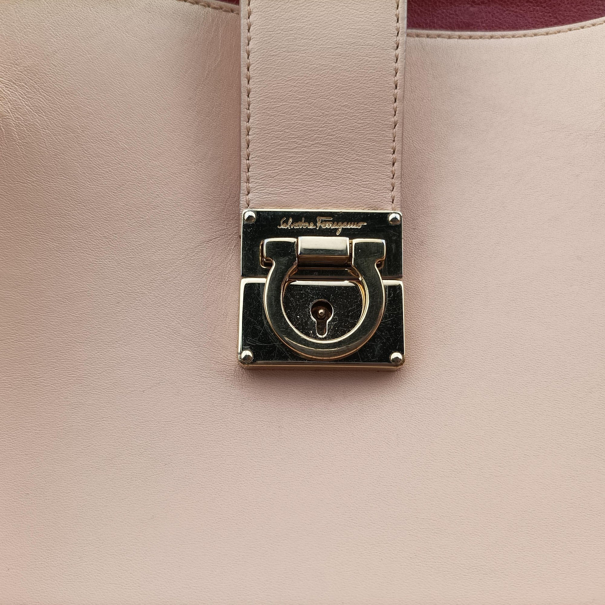 Vintage Ferragamo Gancini Juliet Beige leather  handbag | stylenewstar