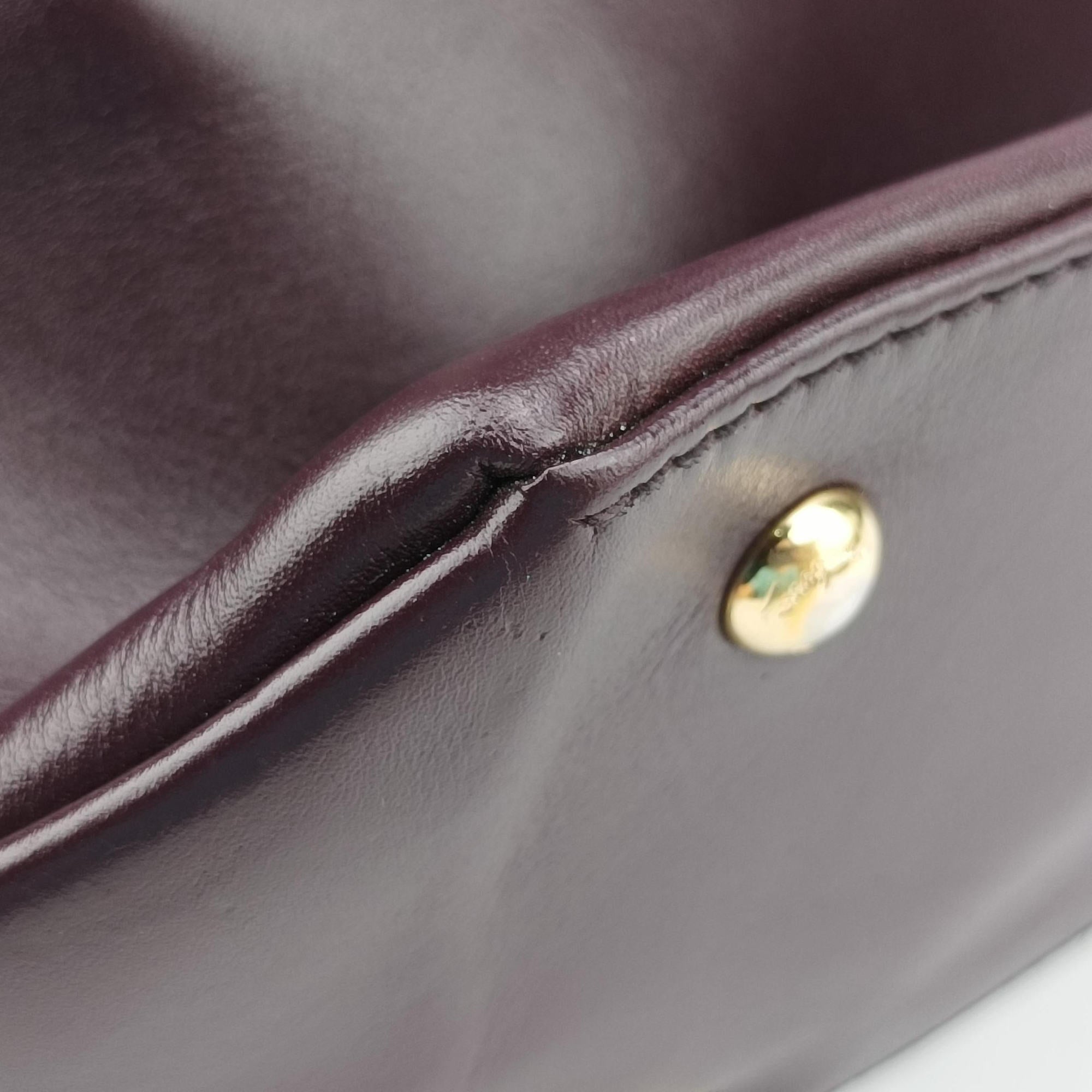 Pre-owned Ferragamo fiamma Burgundy Leather  handbag | stylenewstar