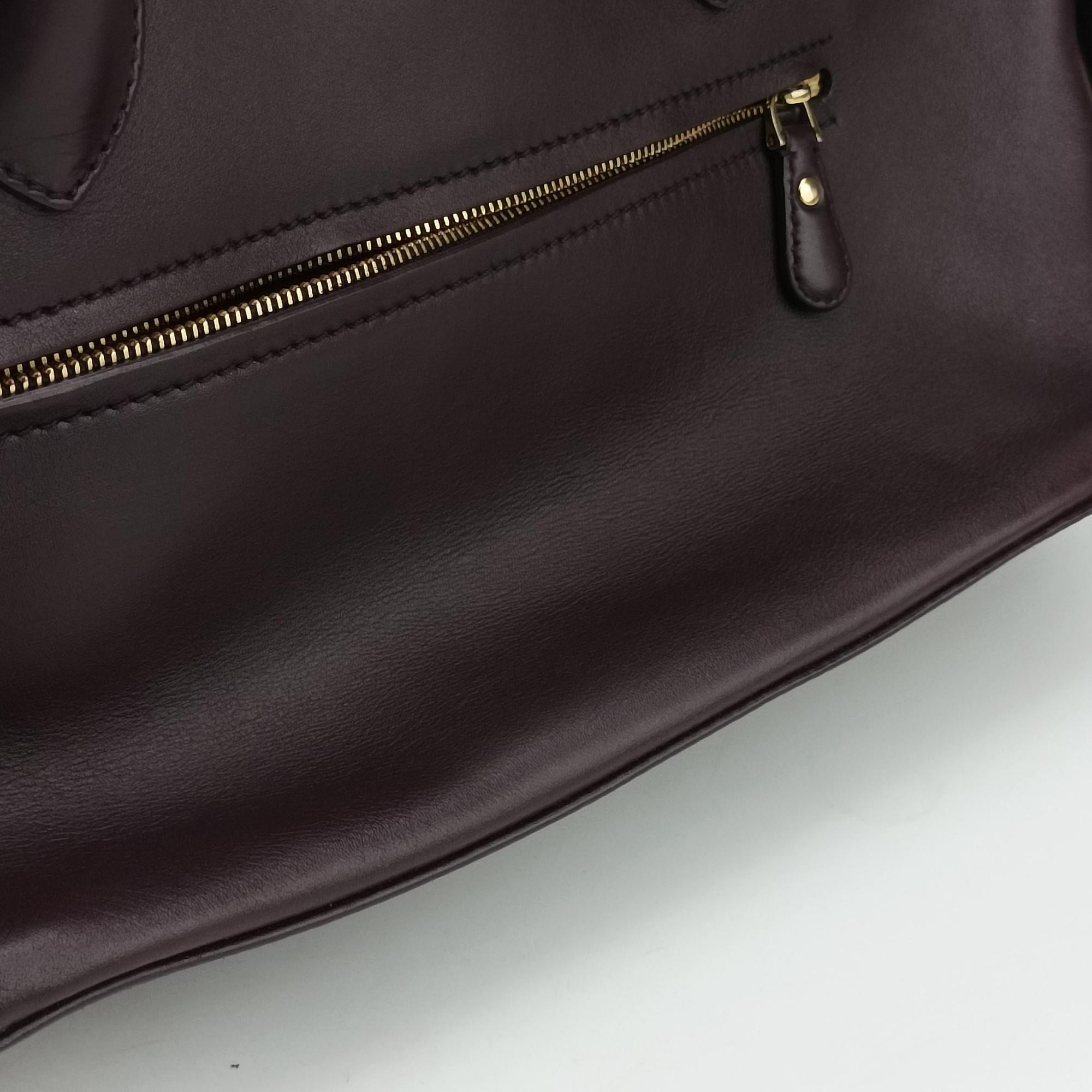 Pre-owned Ferragamo fiamma Burgundy Leather  handbag | stylenewstar